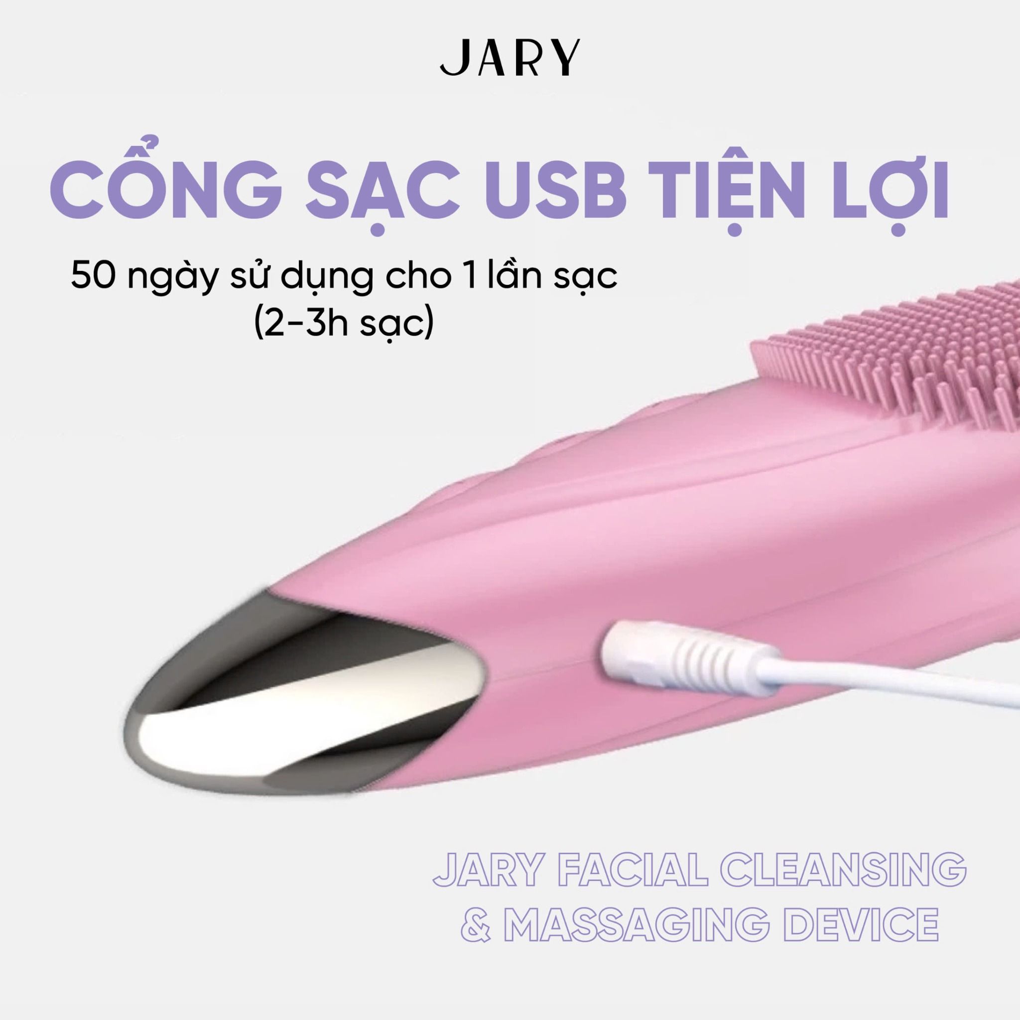 MÁY RỬA MẶT JARY FACIAL CLEANSING & MASSAGING DEVICE - MÀU HỒNG