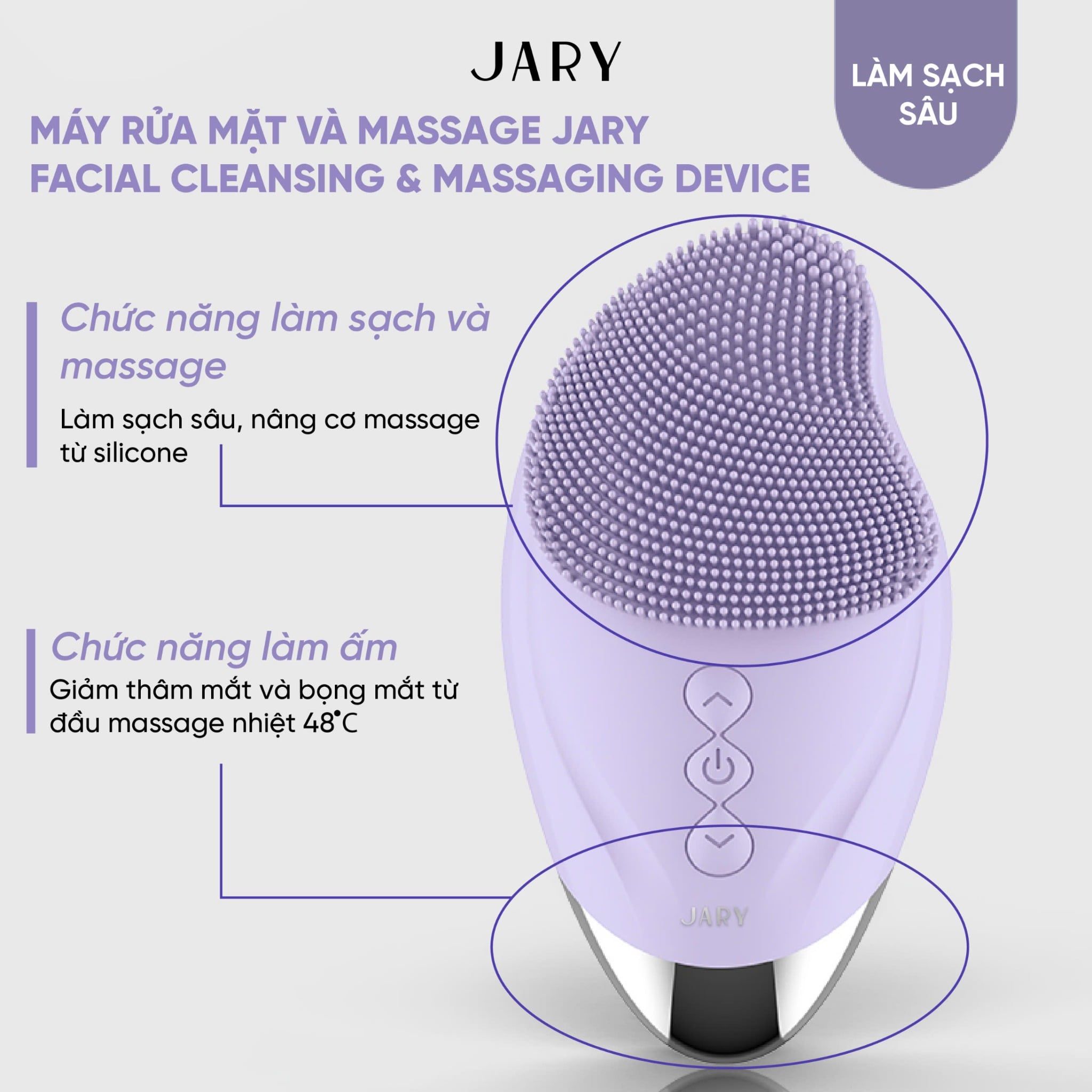MÁY RỬA MẶT JARY FACIAL CLEANSING & MASSAGING DEVICE - MÀU TÍM