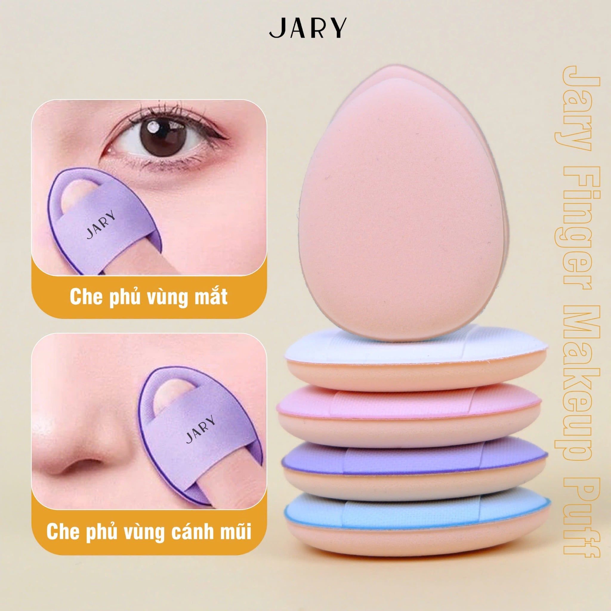 MÚT NGÓN TAY JARY FINGER MAKEUP PUFF (2 MIẾNG) - MÀU TRẮNG