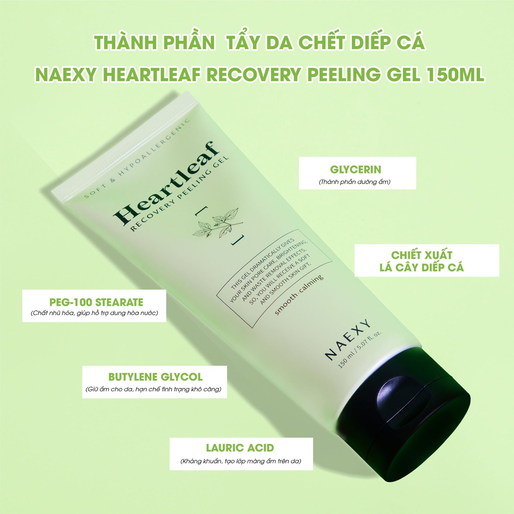 TẨY DA CHẾT DIẾP CÁ NAEXY HEARTLEAF RECOVERY PEELING GEL 150ML