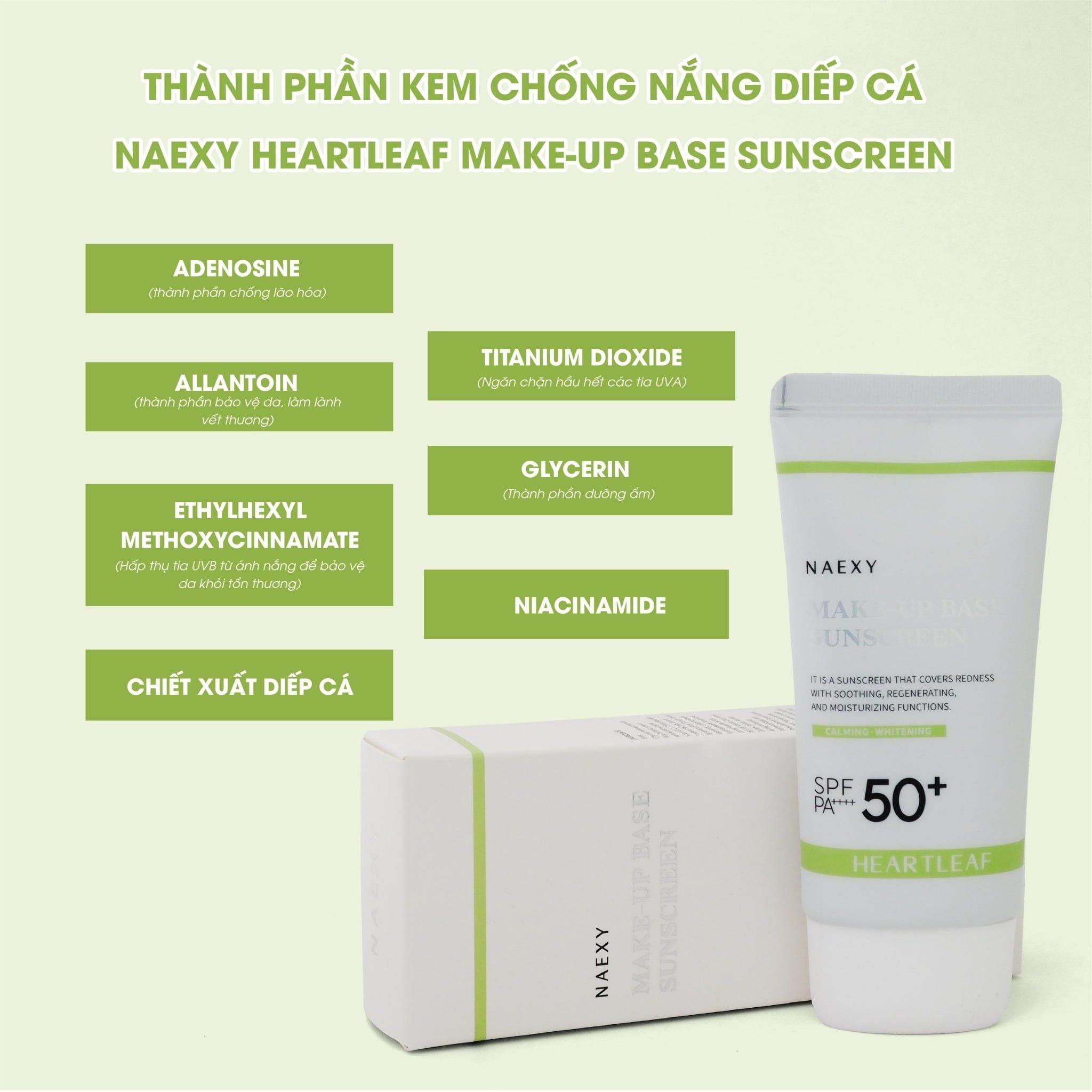 KEM CHỐNG NẮNG DIẾP CÁ NAEXY HEARTLEAF MAKE-UP BASE SUNSCREEN 70ML