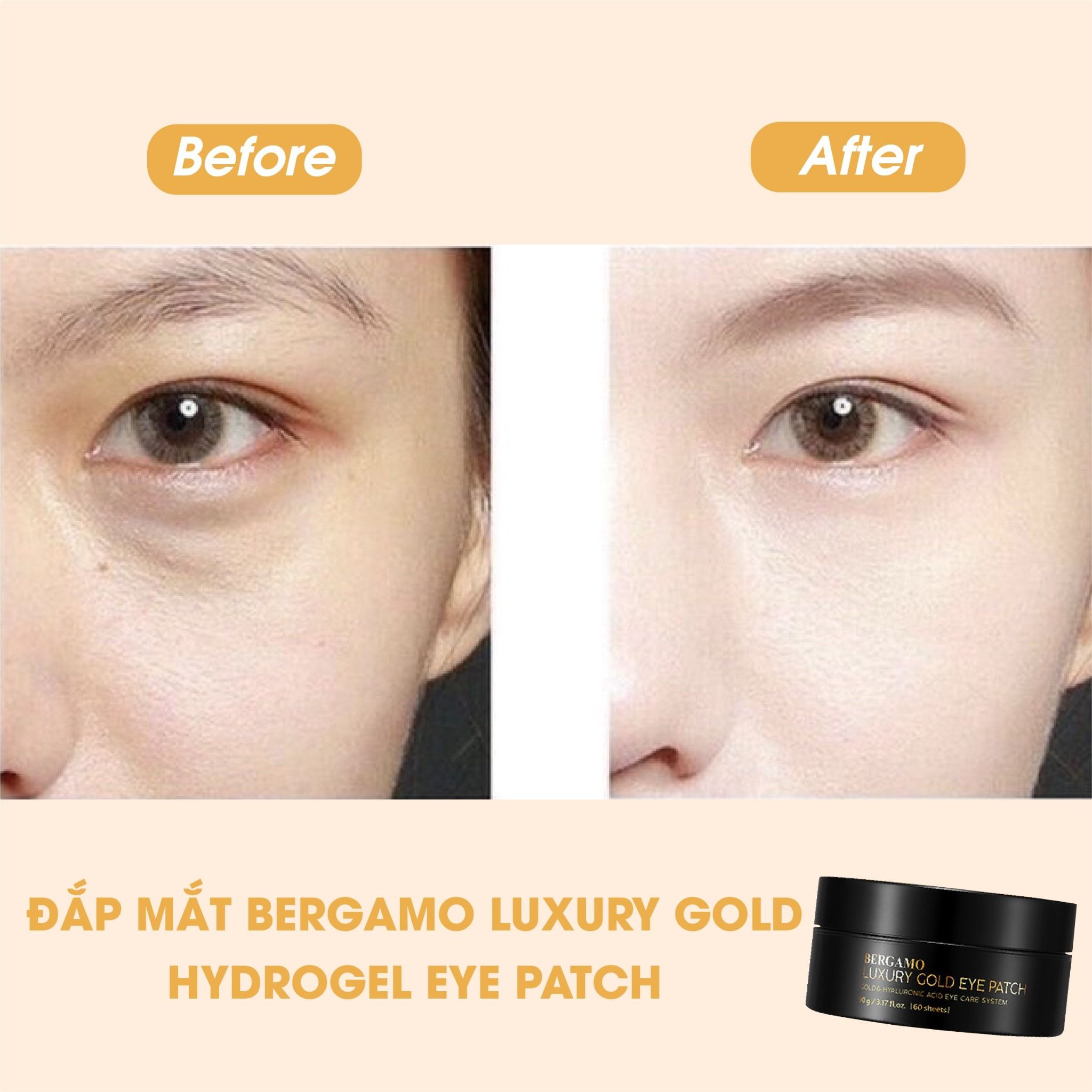 ĐẮP MẮT BERGAMO LUXURY GOLD HYDROGEL EYE PATCH (60PCS) 90G