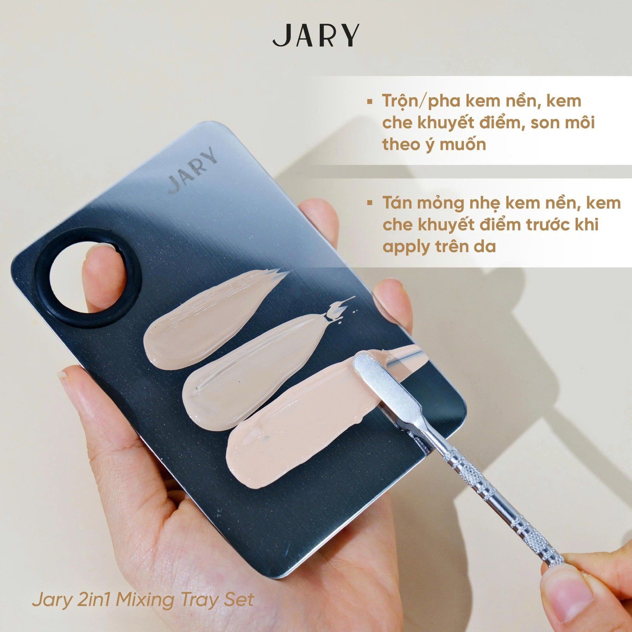 BỘ DỤNG CỤ KHAY THÌA TRỘN 2IN1 DÀNH CHO MAKEUP AIRTIST JARY 2IN1 MIXING TRAY