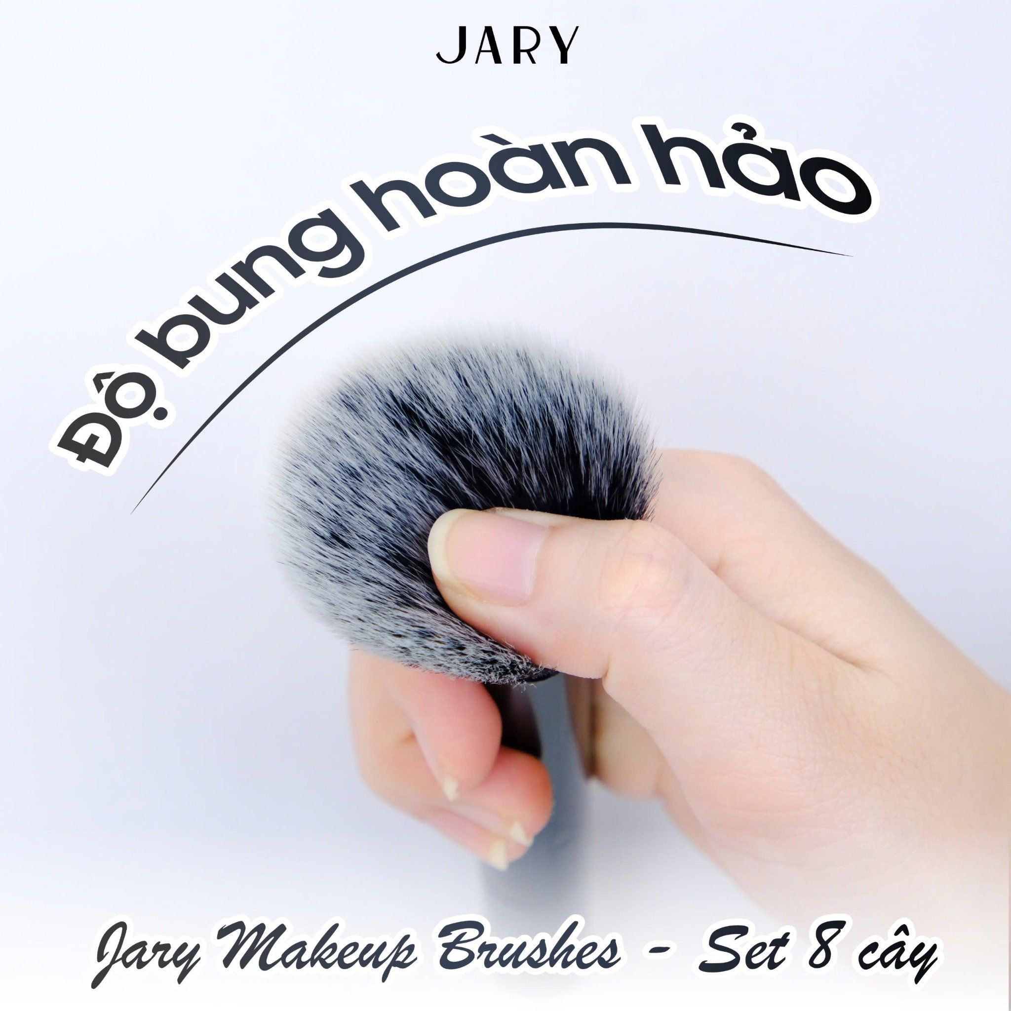 BỘ CỌ TRANG ĐIỂM JARY MAKEUP BRUSH - SET 8 CÂY - MÀU ĐEN + TÚI ĐỰNG DA PU