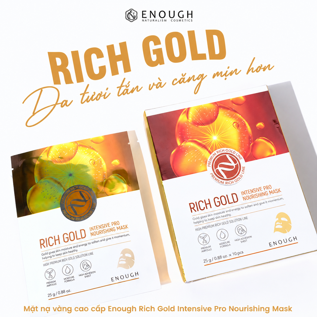 MẶT NẠ VÀNG CAO CẤP ENOUGH RICH GOLD INTENSIVE PRO NOURISHING MASK (HỘP 10 MIẾNG)