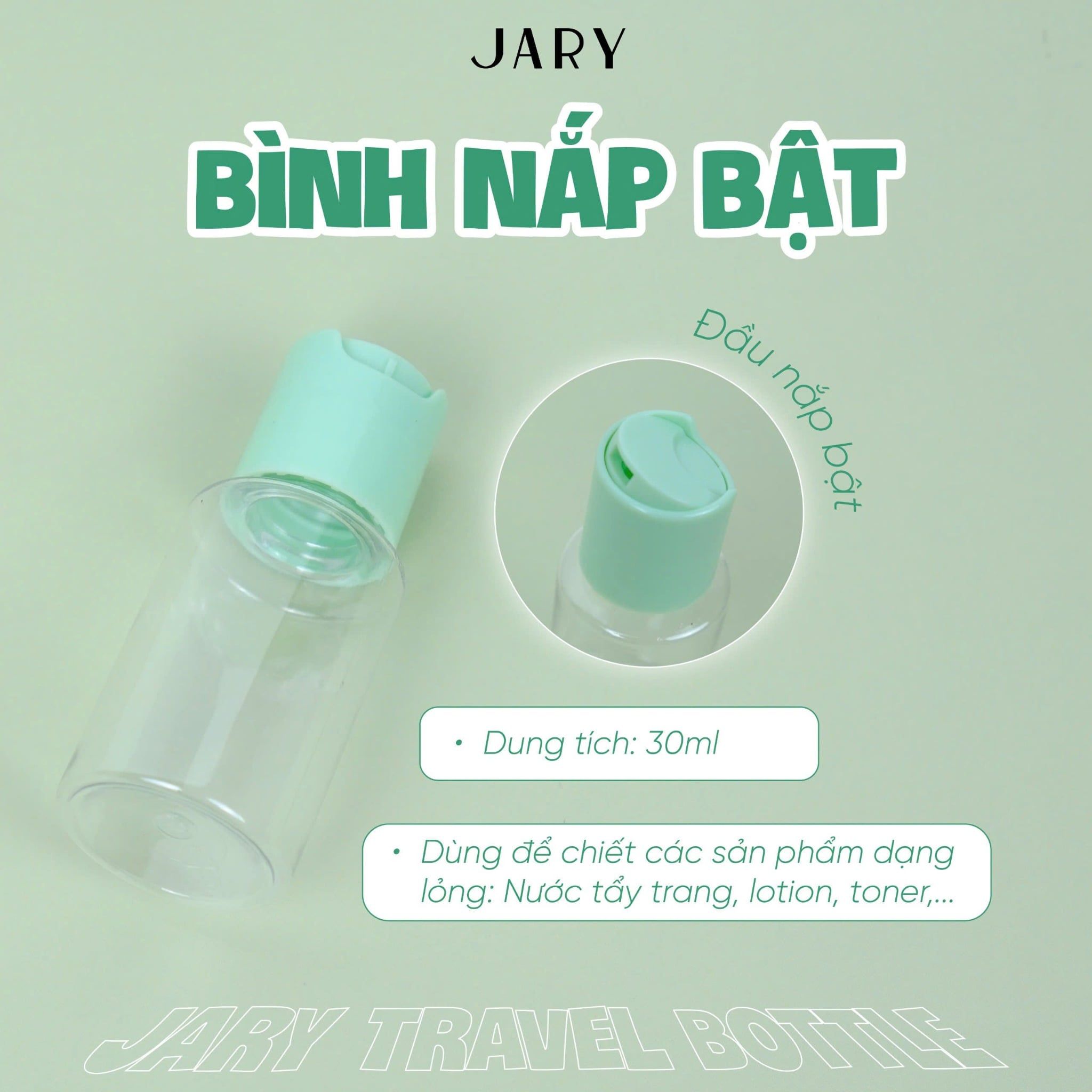 BỘ CHAI LỌ CHIẾT MỸ PHẨM JARY TRAVEL BOTTLE SET - 02 - MÀU XANH LÁ