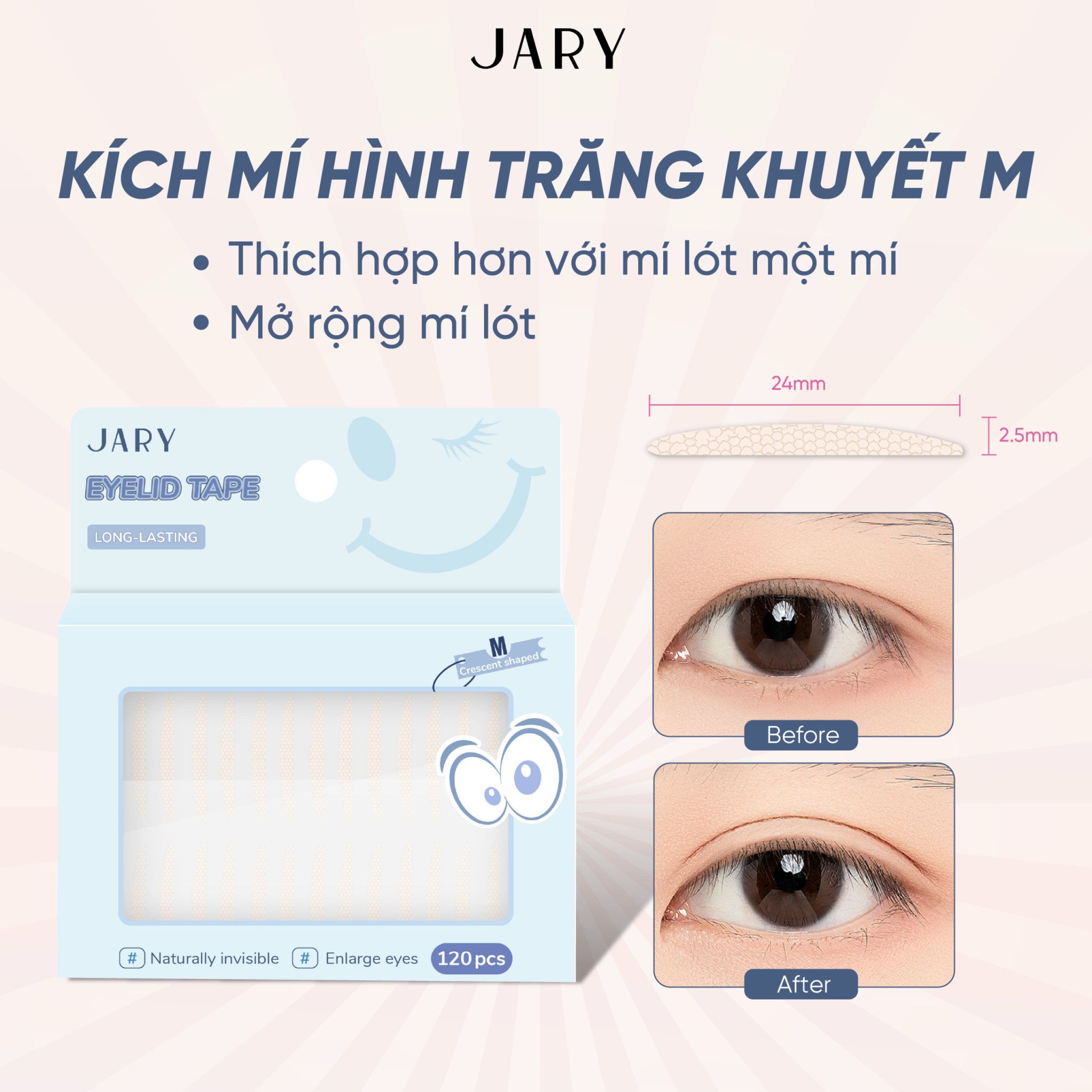 MIẾNG DÁN KÍCH MÍ TÀNG HÌNH JARY EYELID TAPE 120 MIẾNG - SIZE M