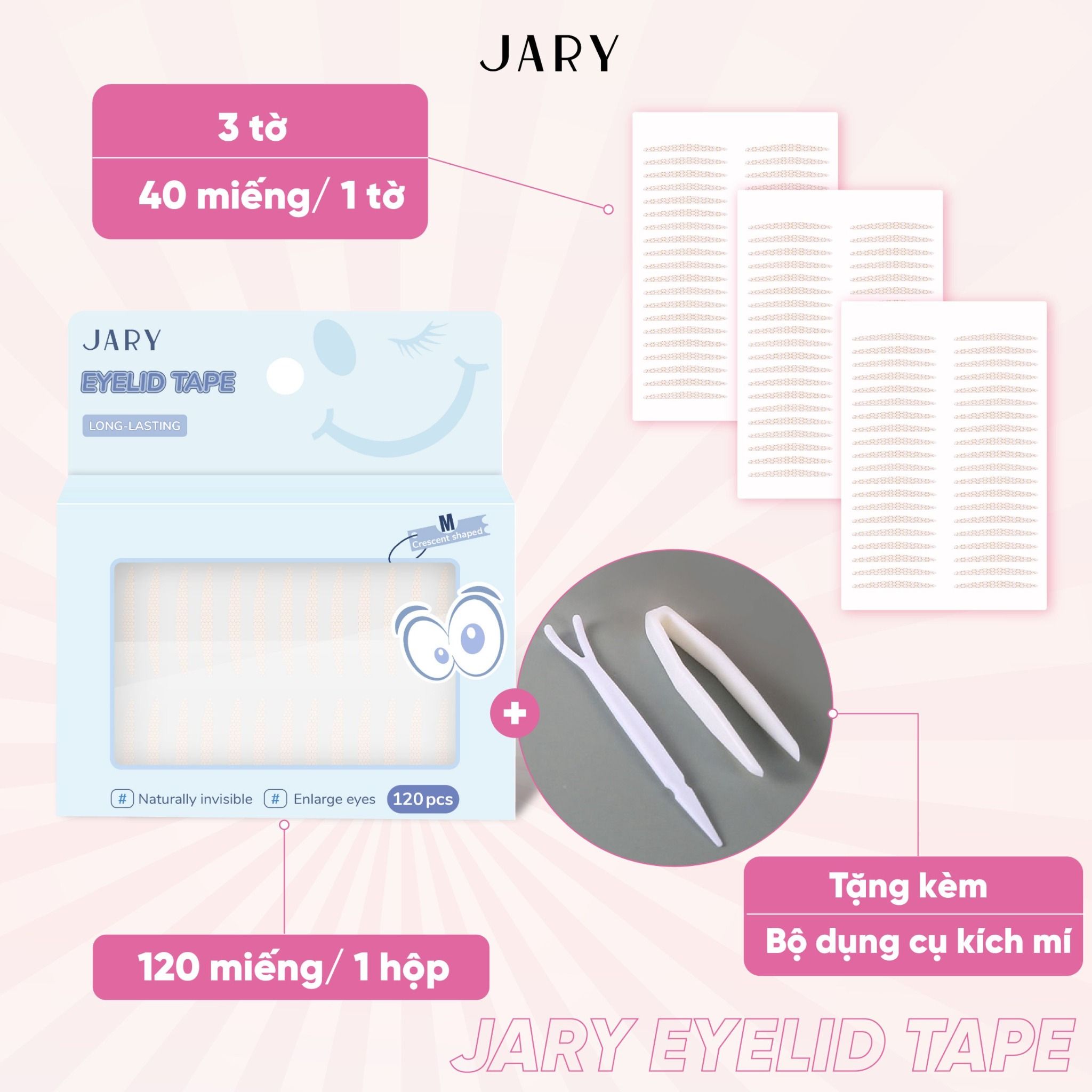 MIẾNG DÁN KÍCH MÍ TÀNG HÌNH JARY EYELID TAPE 120 MIẾNG - SIZE L