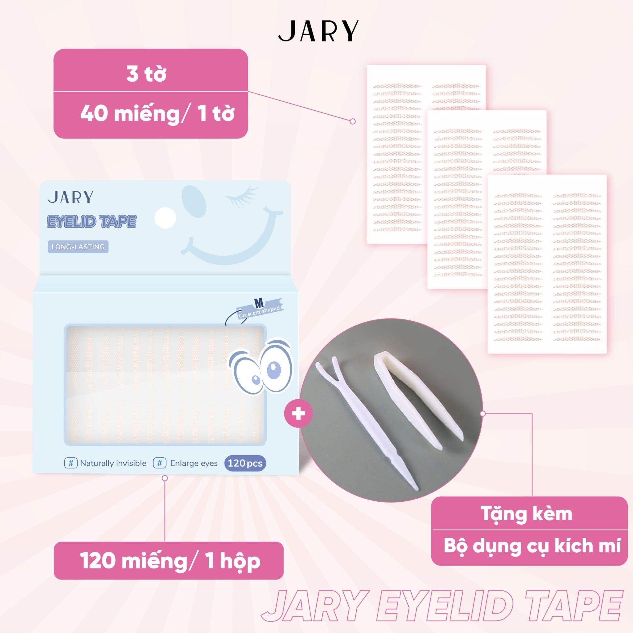 MIẾNG DÁN KÍCH MÍ TÀNG HÌNH JARY EYELID TAPE 120 MIẾNG - SIZE S