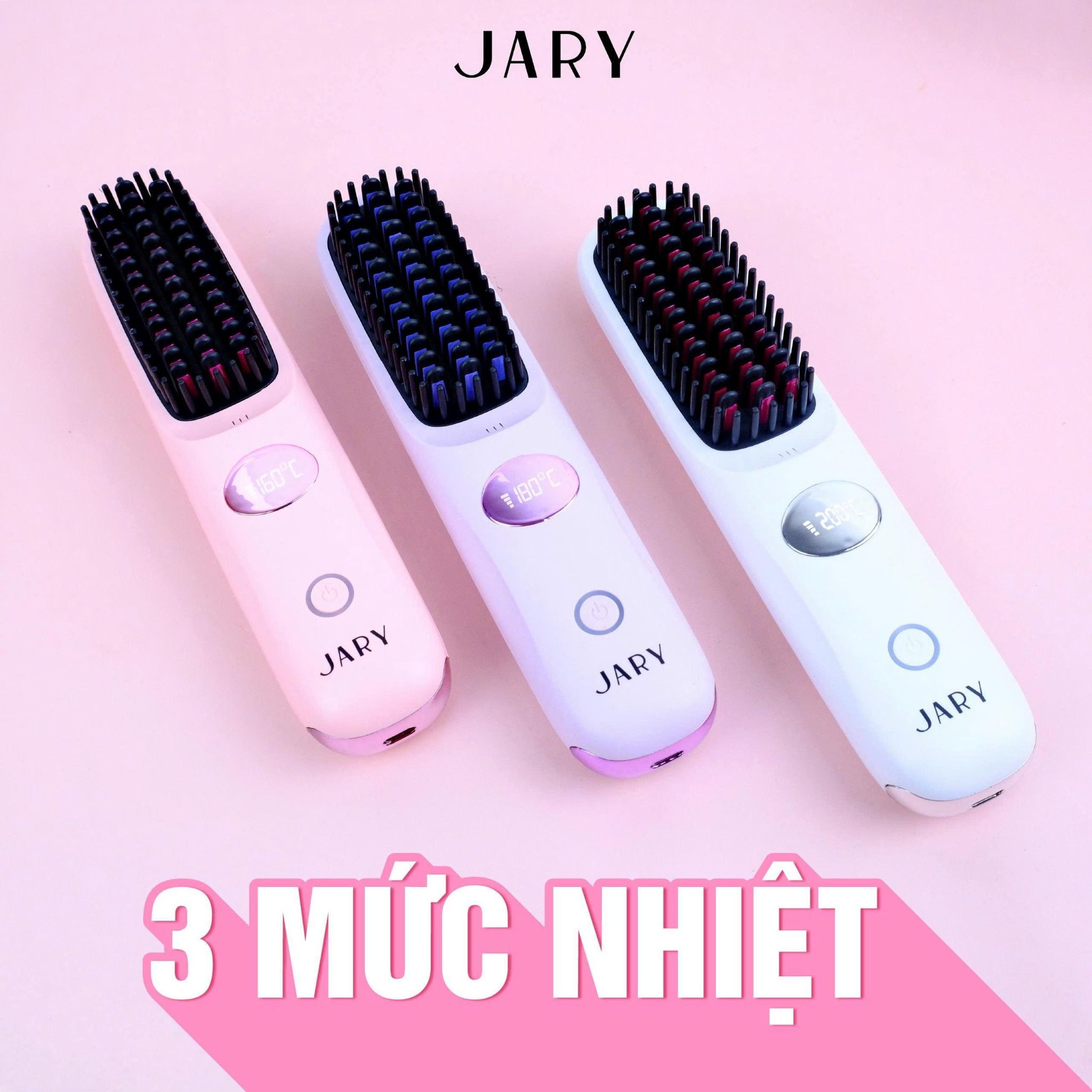 LƯỢC ĐIỆN CHẢI TÓC KHÔNG DÂY ION ÂM JARY ION ELECTRIC HAIR COMB - MÀU HỒNG