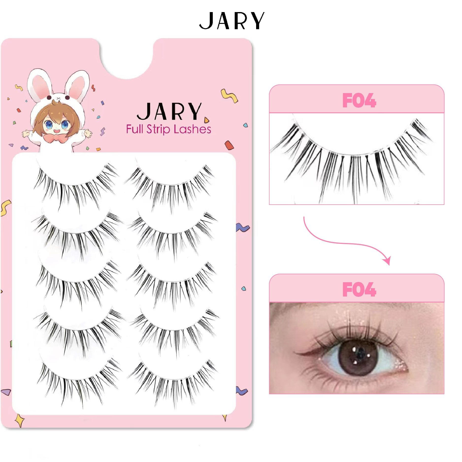 LÔNG MI GIẢ GÂN TRONG JARY FULL STRIP LASHES - F04