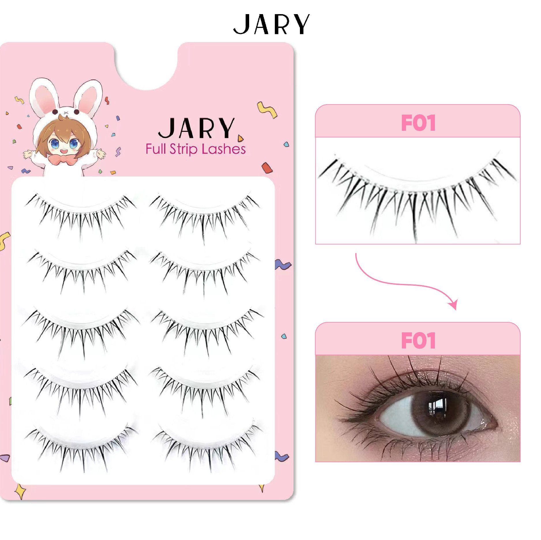 LÔNG MI GIẢ GÂN TRONG JARY FULL STRIP LASHES - F01