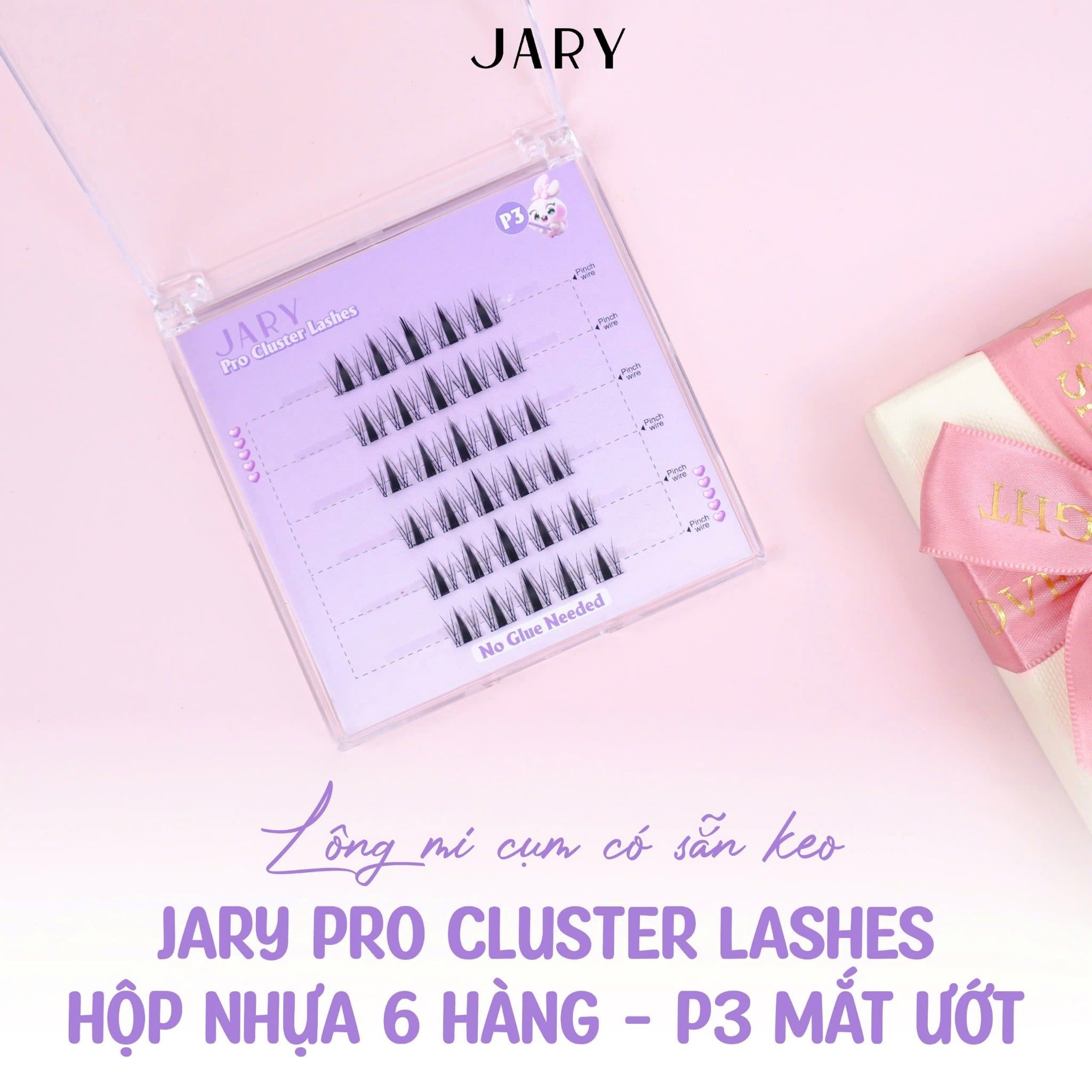 LÔNG MI CỤM CÓ SẴN KEO JARY PRO CLUSTER LASHES HỘP NHỰA 6 HÀNG - P3 MẮT ƯỚT - KHÔNG HỘP