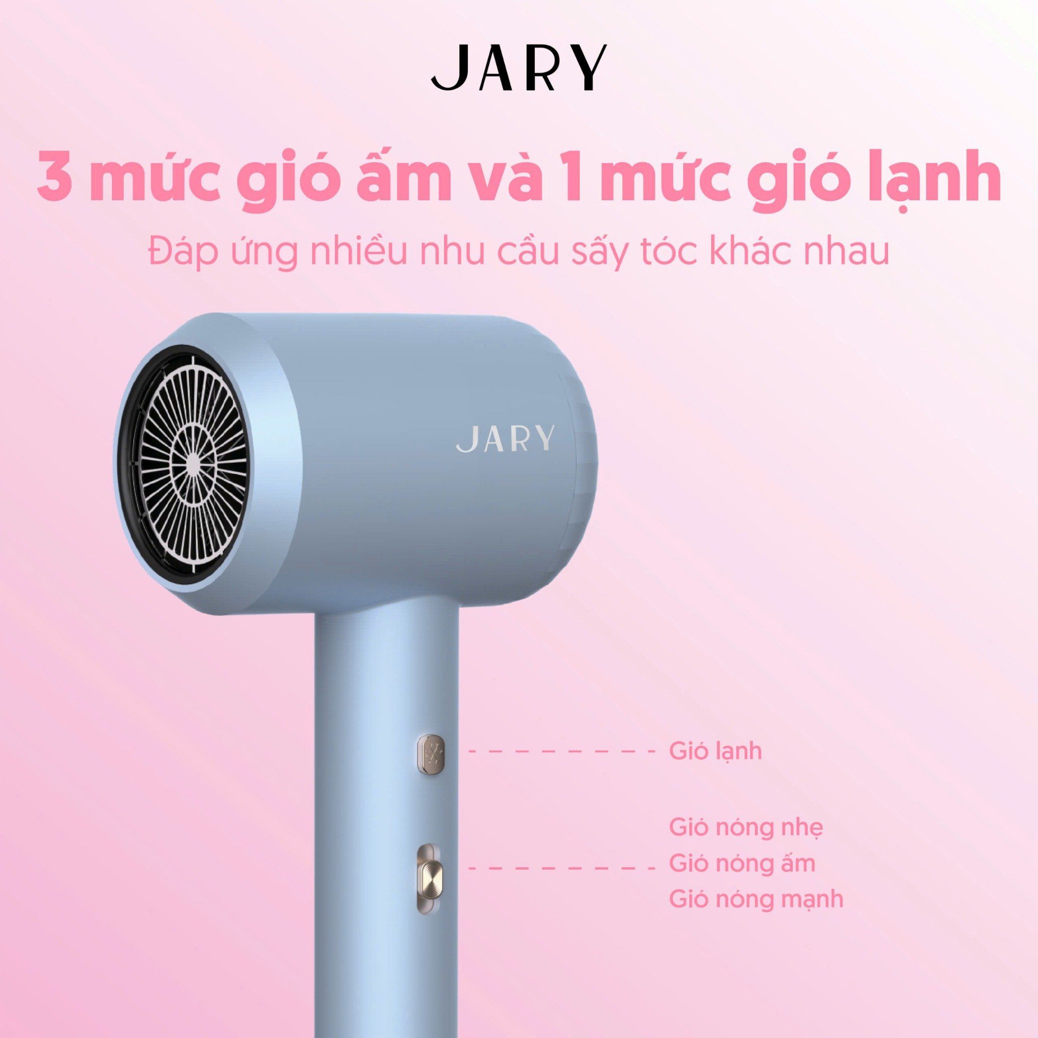 MÁY SẤY TÓC ION ÂM JARY HAIR DRYER - TONE TRẮNG