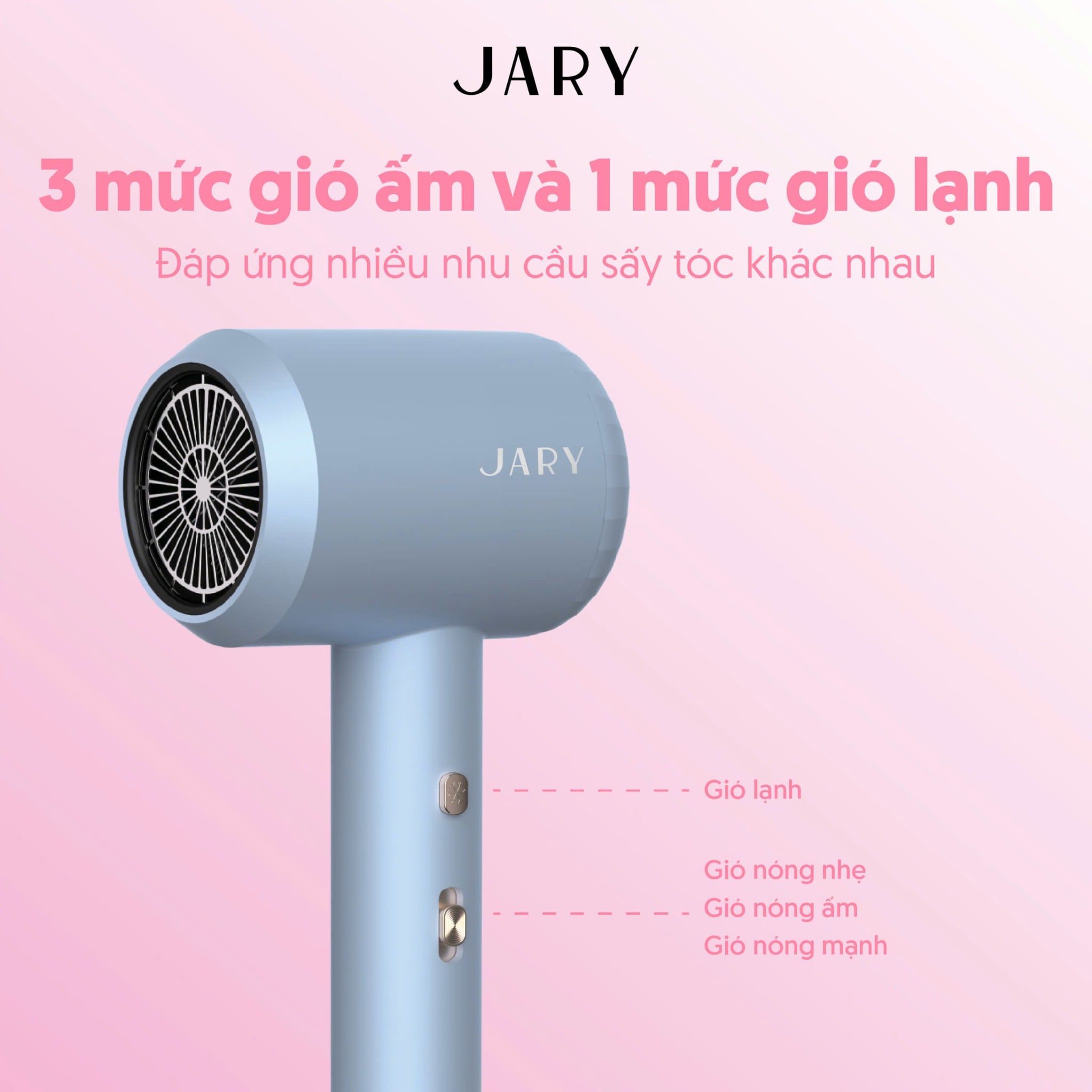 MÁY SẤY TÓC ION ÂM JARY HAIR DRYER - TONE XANH