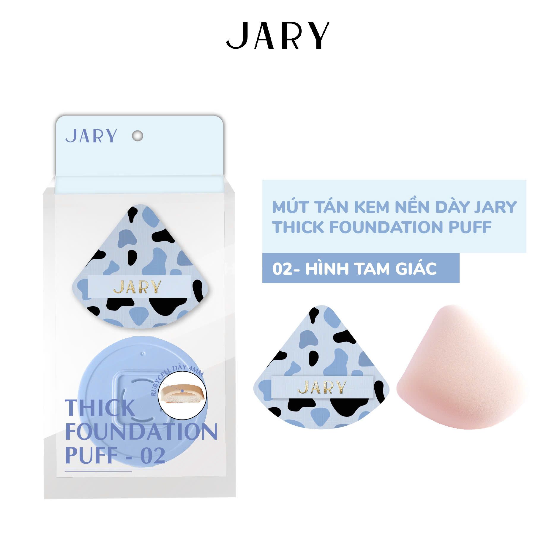 MÚT TÁN KEM NỀN DÀY JARY THICK FOUNDATION PUFF - HÌNH TAM GIÁC