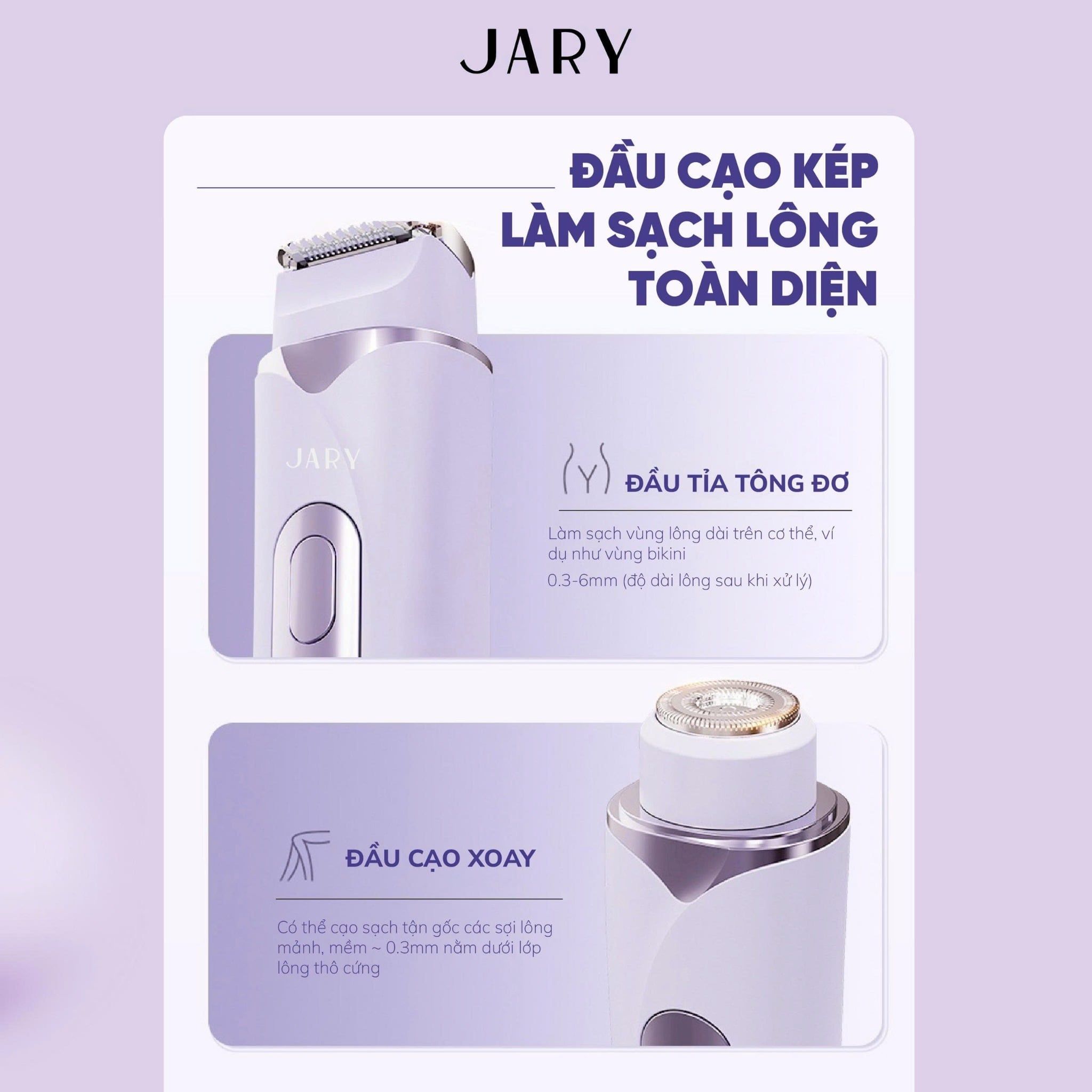 MÁY CẠO LÔNG 2 ĐẦU JARY GLOW DUO HAIR REMOVER - MÀU HỒNG