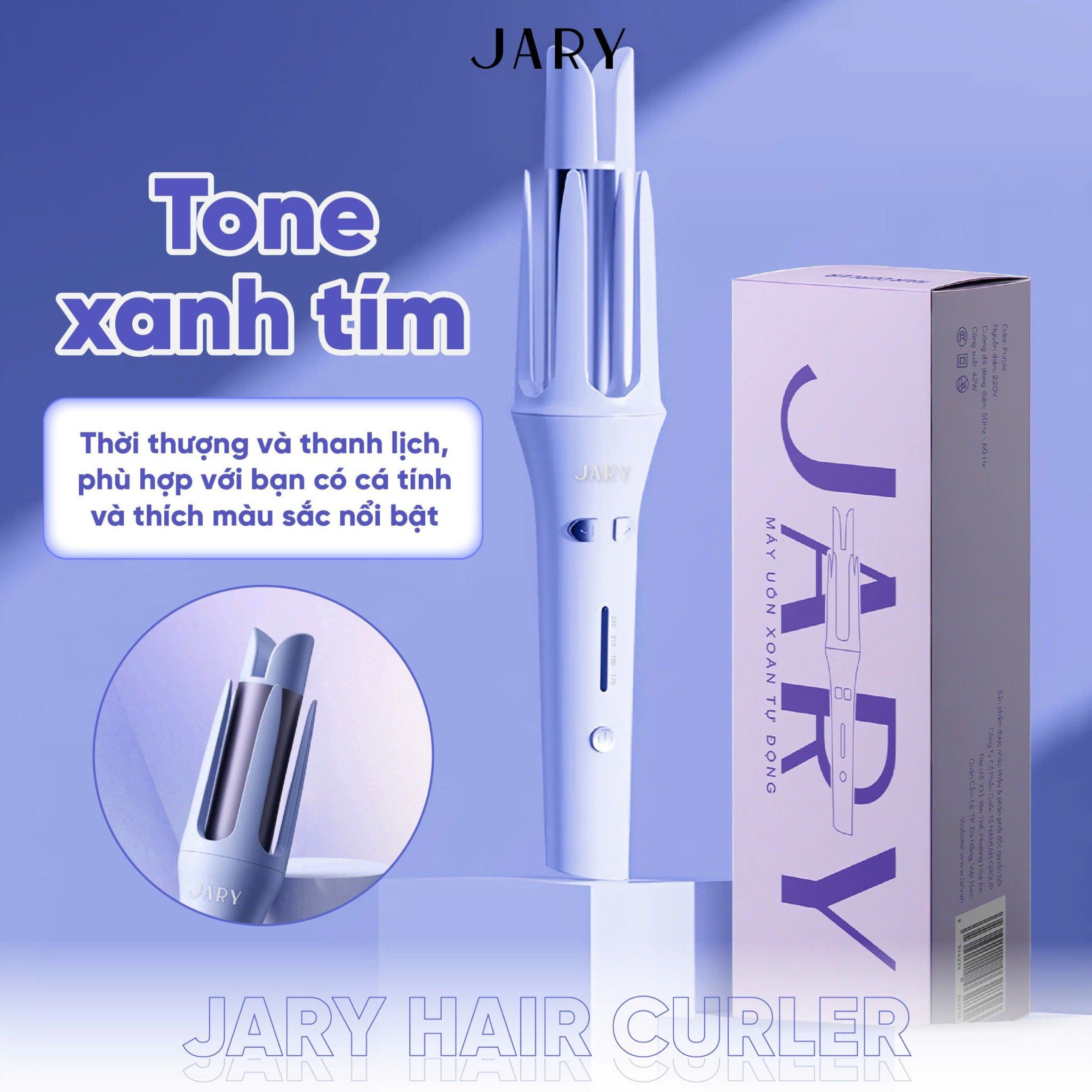MÁY UỐN TÓC TỰ ĐỘNG JARY HAIR CURLER - TONE XANH TÍM