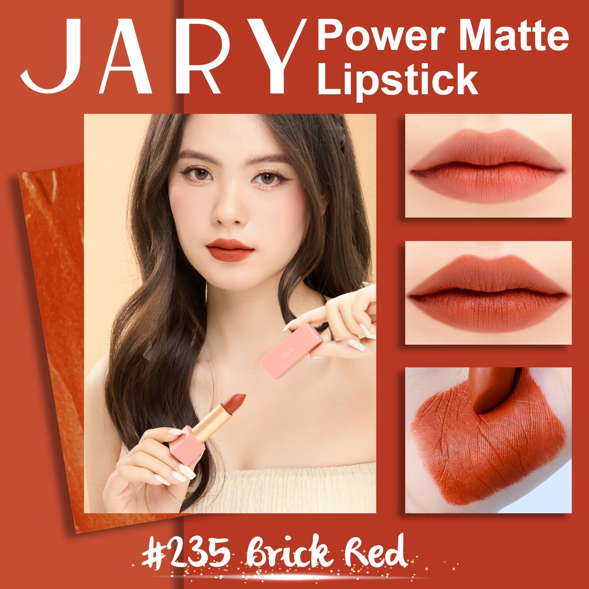 SON THỎI LÌ JARY POWER MATTE LIPSTICK 235 BRICK RED - ĐỎ NÂU