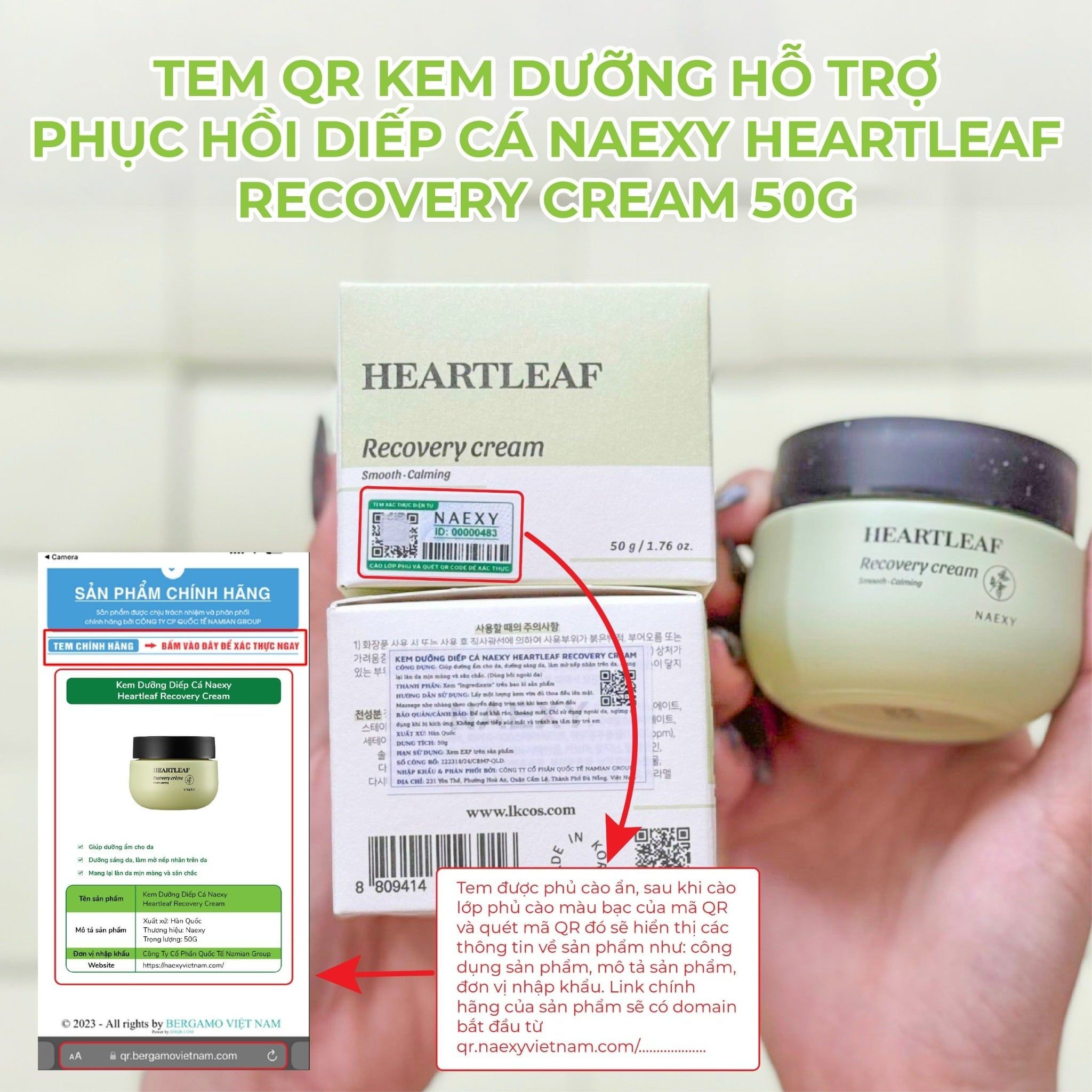 KEM DƯỠNG HỖ TRỢ PHỤC HỒI DIẾP CÁ NAEXY HEARTLEAF RECOVERY CREAM 50G