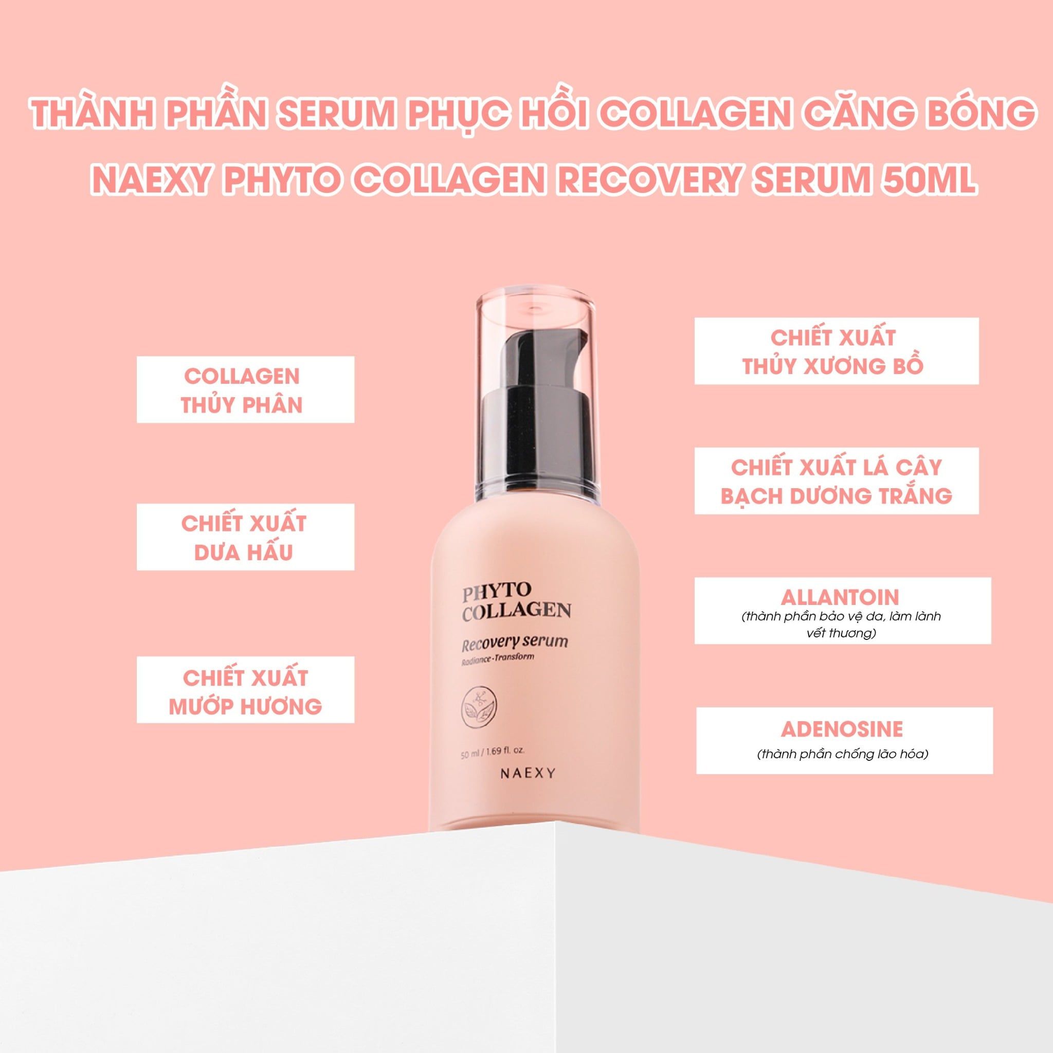 SERUM HỖ TRỢ PHỤC HỒI COLLAGEN CĂNG BÓNG NAEXY PHYTO COLLAGEN RECOVERY SERUM 50ML