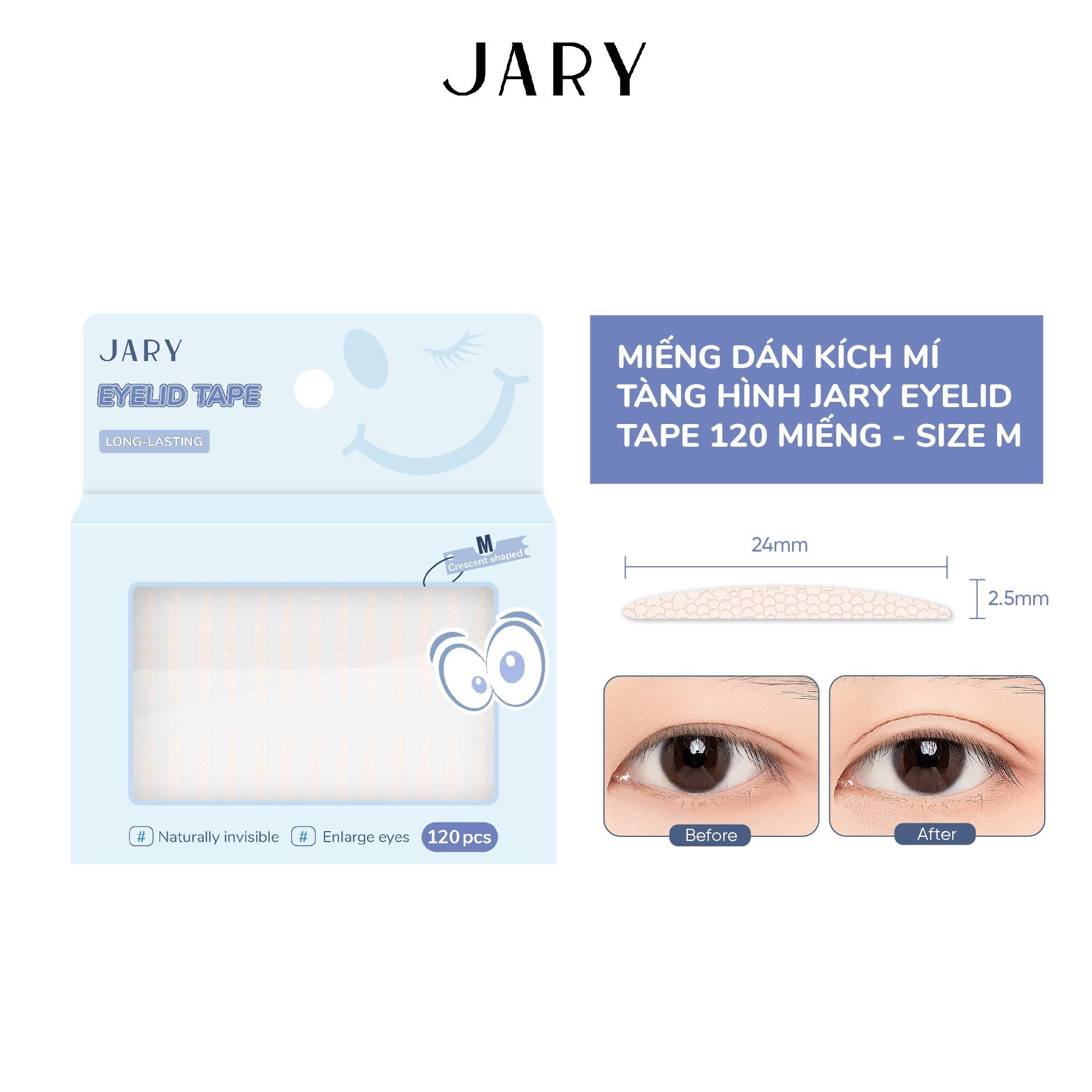 MIẾNG DÁN KÍCH MÍ TÀNG HÌNH JARY EYELID TAPE 120 MIẾNG - SIZE M
