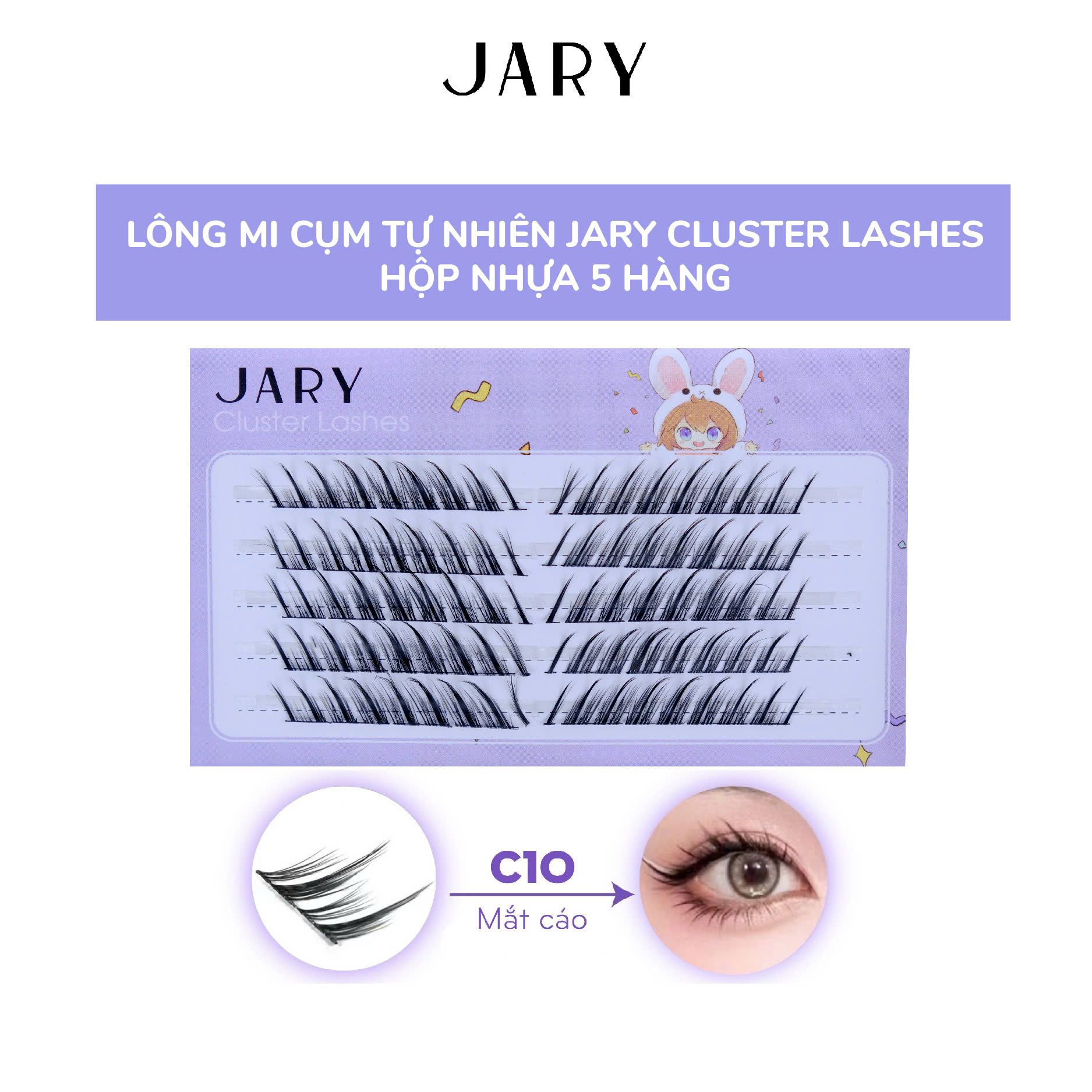 LÔNG MI CỤM TỰ NHIÊN JARY CLUSTER LASHES HỘP NHỰA 5 HÀNG - C10 MẮT CÁO
