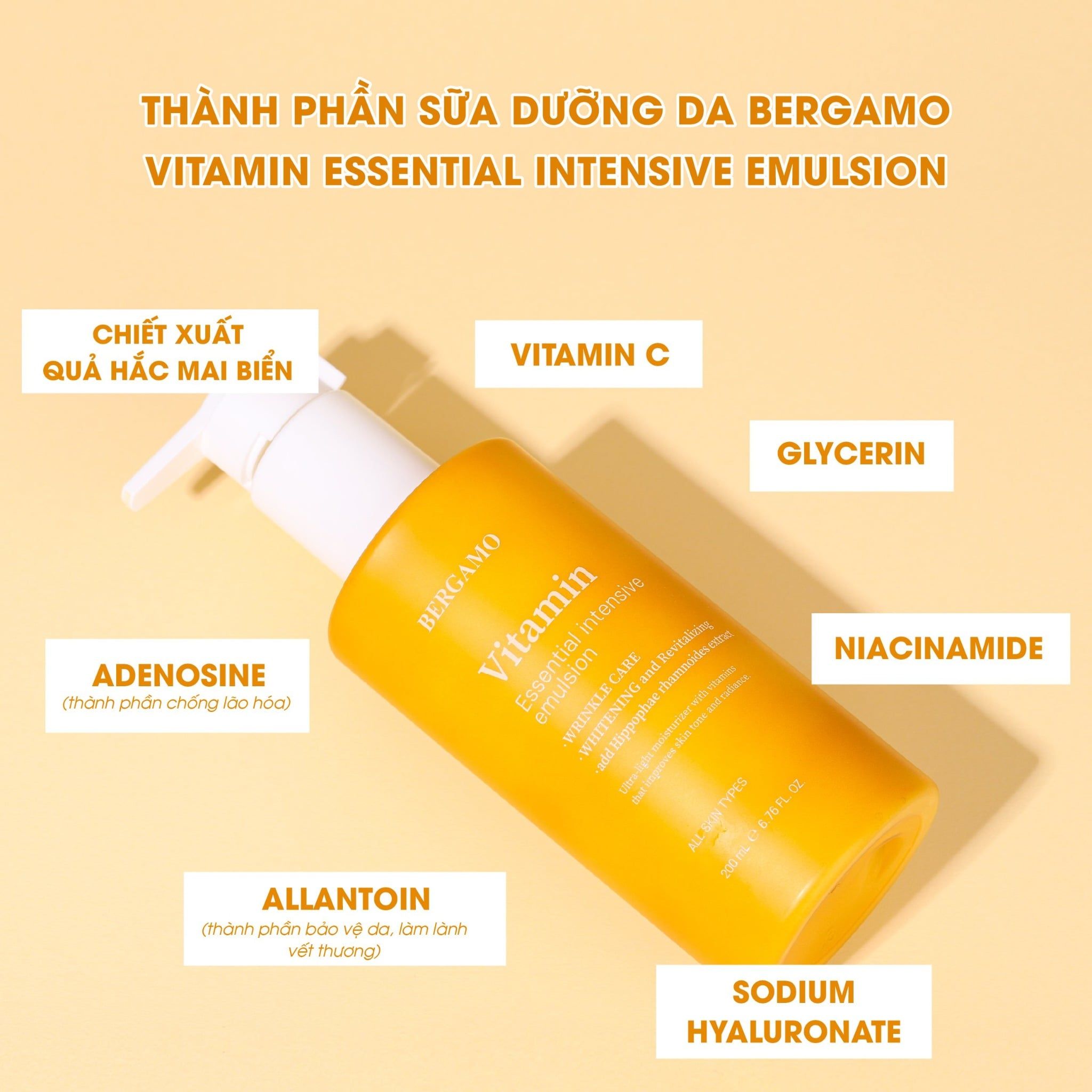 SỮA DƯỠNG DA BERGAMO VITAMIN ESSENTIAL INTENSIVE EMULSION 200ML