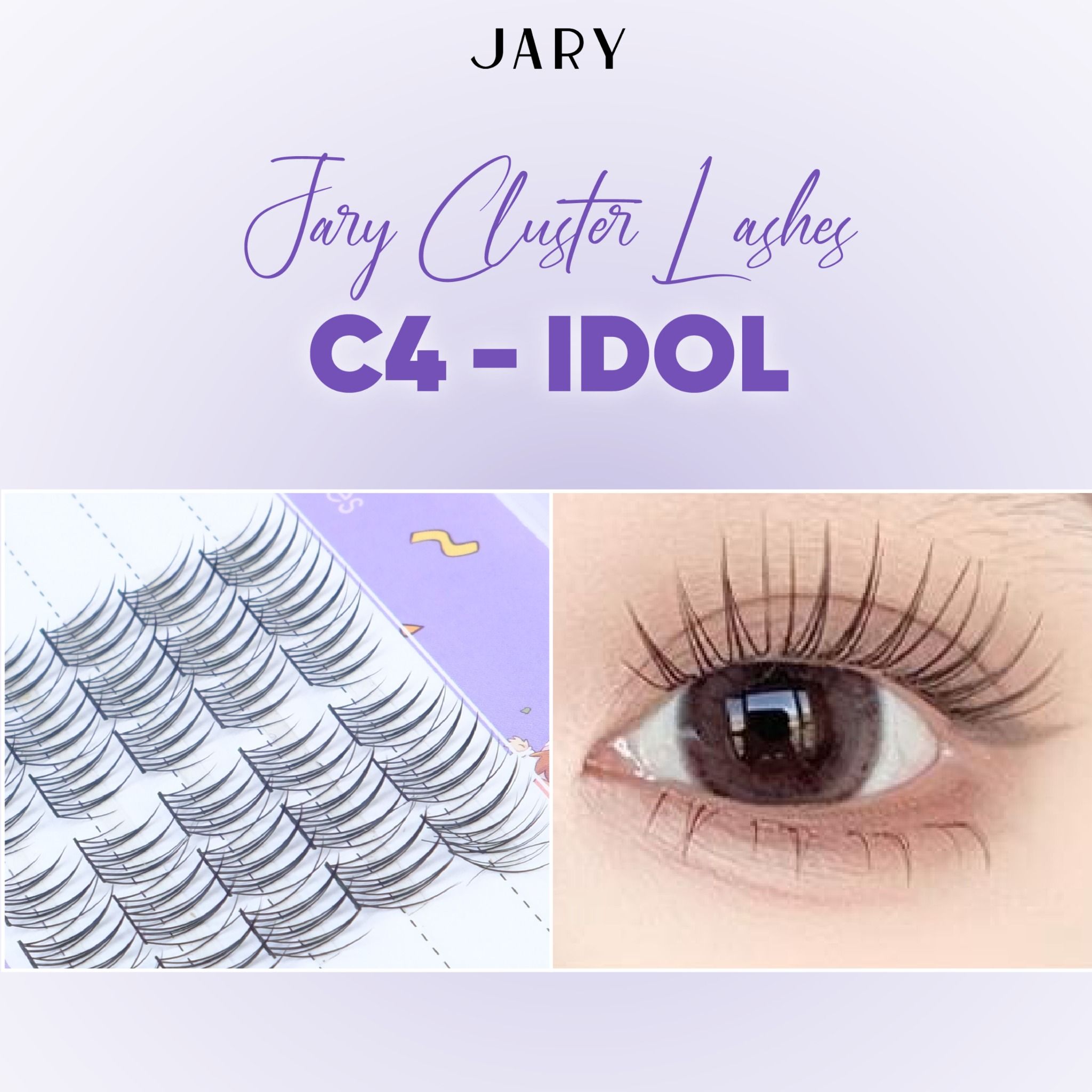 LÔNG MI CỤM TỰ NHIÊN JARY CLUSTER LASHES HỘP NHỰA 5 HÀNG - C4 IDOL
