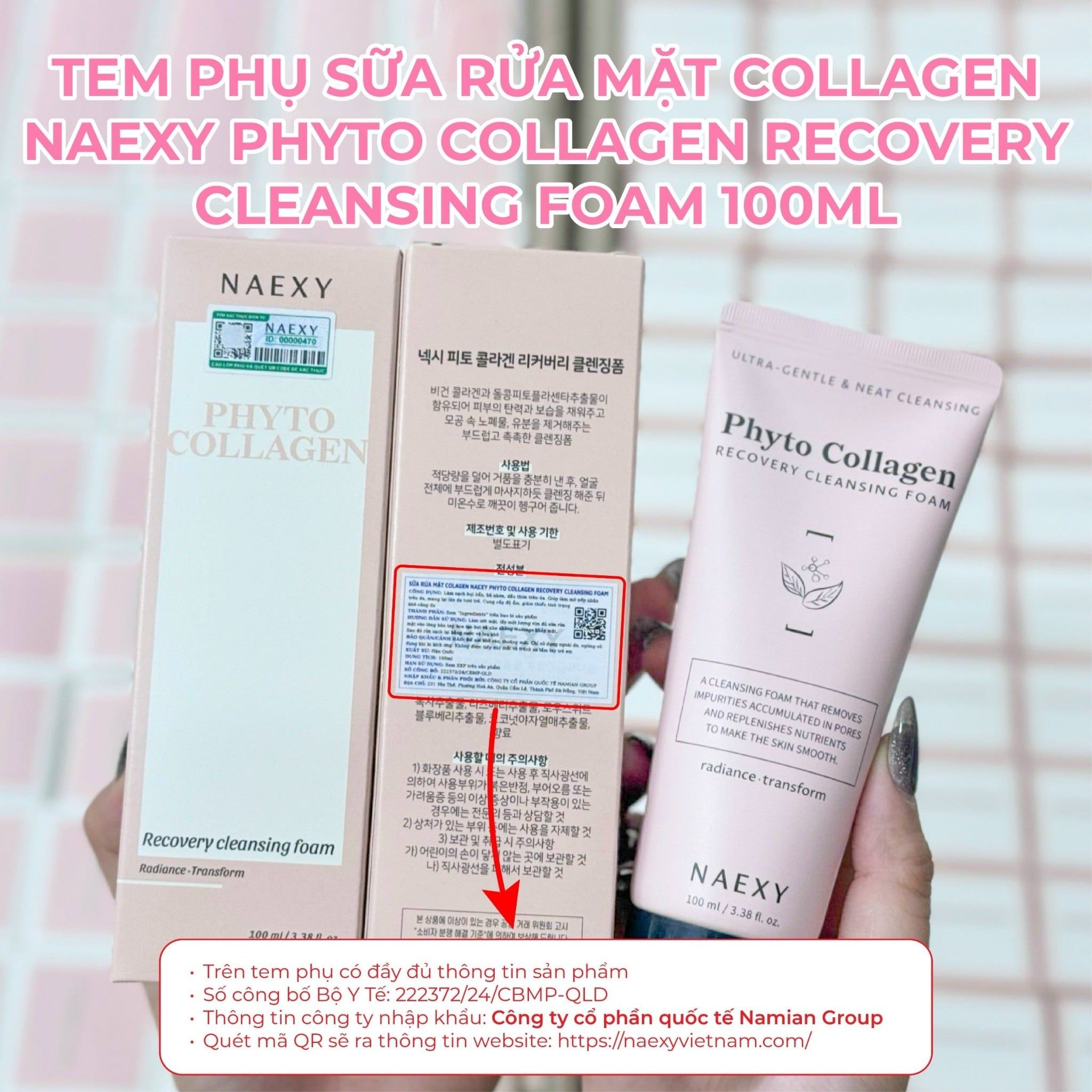SỮA RỬA MẶT COLLAGEN NAEXY PHYTO COLLAGEN RECOVERY CLEANSING FOAM 100ML