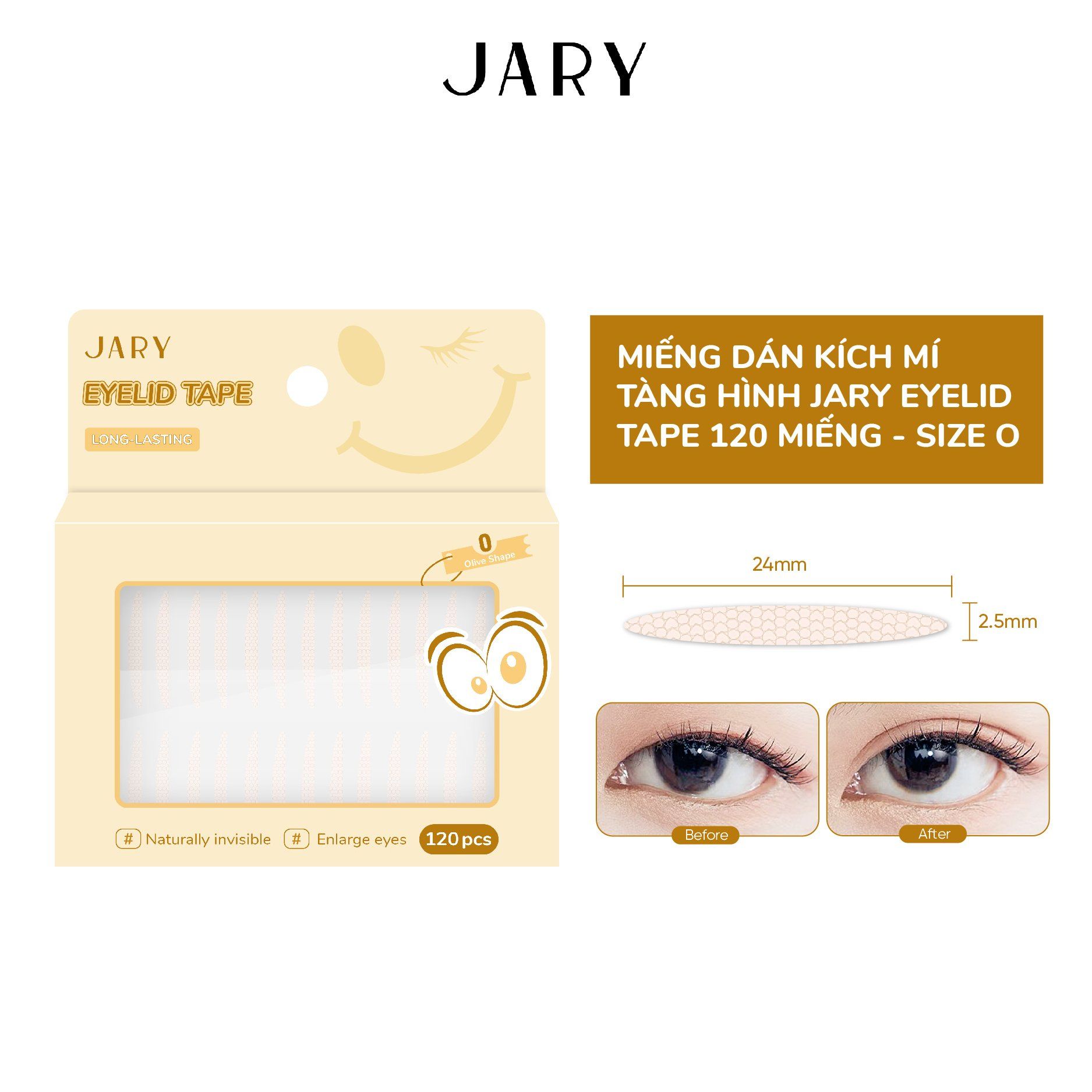 MIẾNG DÁN KÍCH MÍ TÀNG HÌNH JARY EYELID TAPE 120 MIẾNG - SIZE O