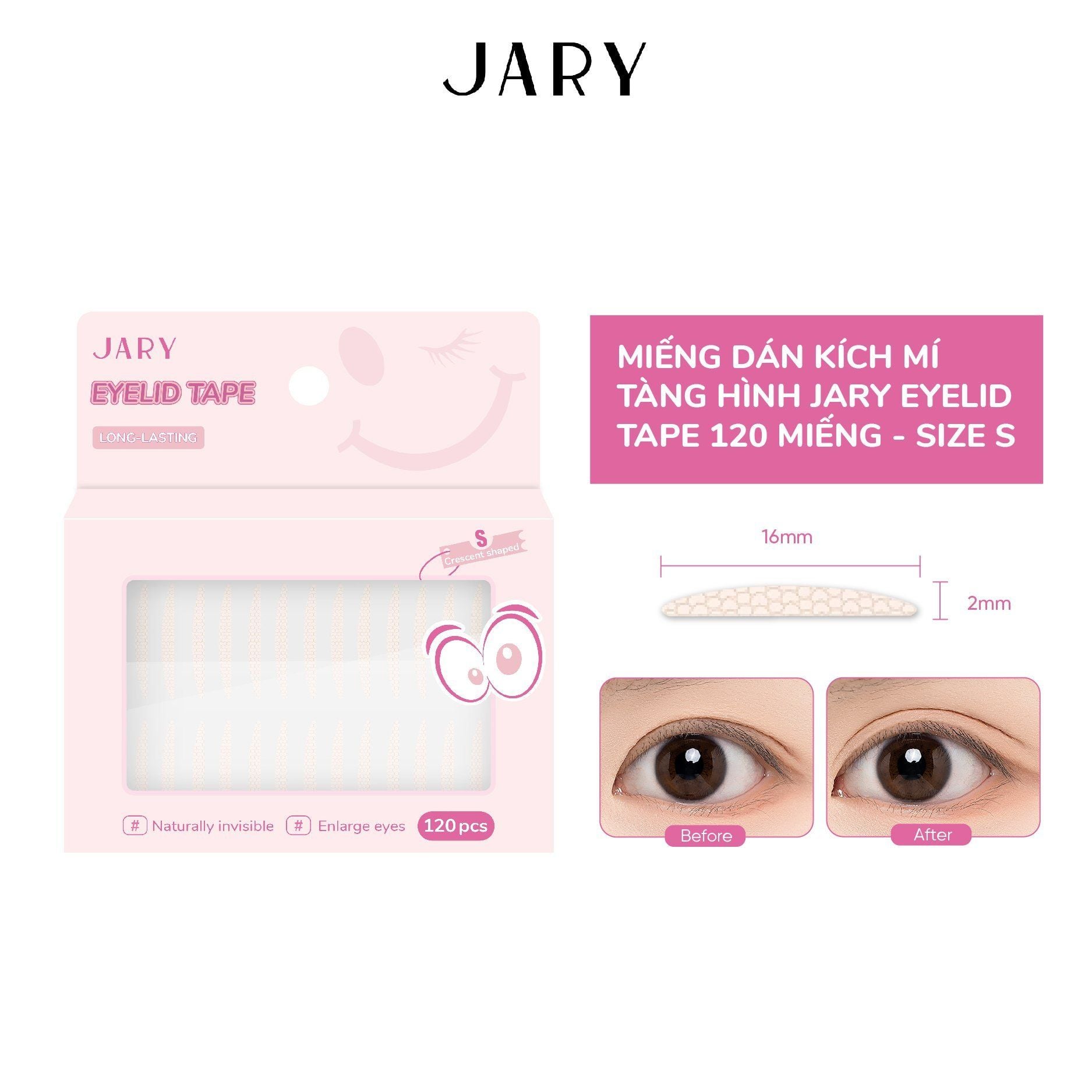 MIẾNG DÁN KÍCH MÍ TÀNG HÌNH JARY EYELID TAPE 120 MIẾNG - SIZE S