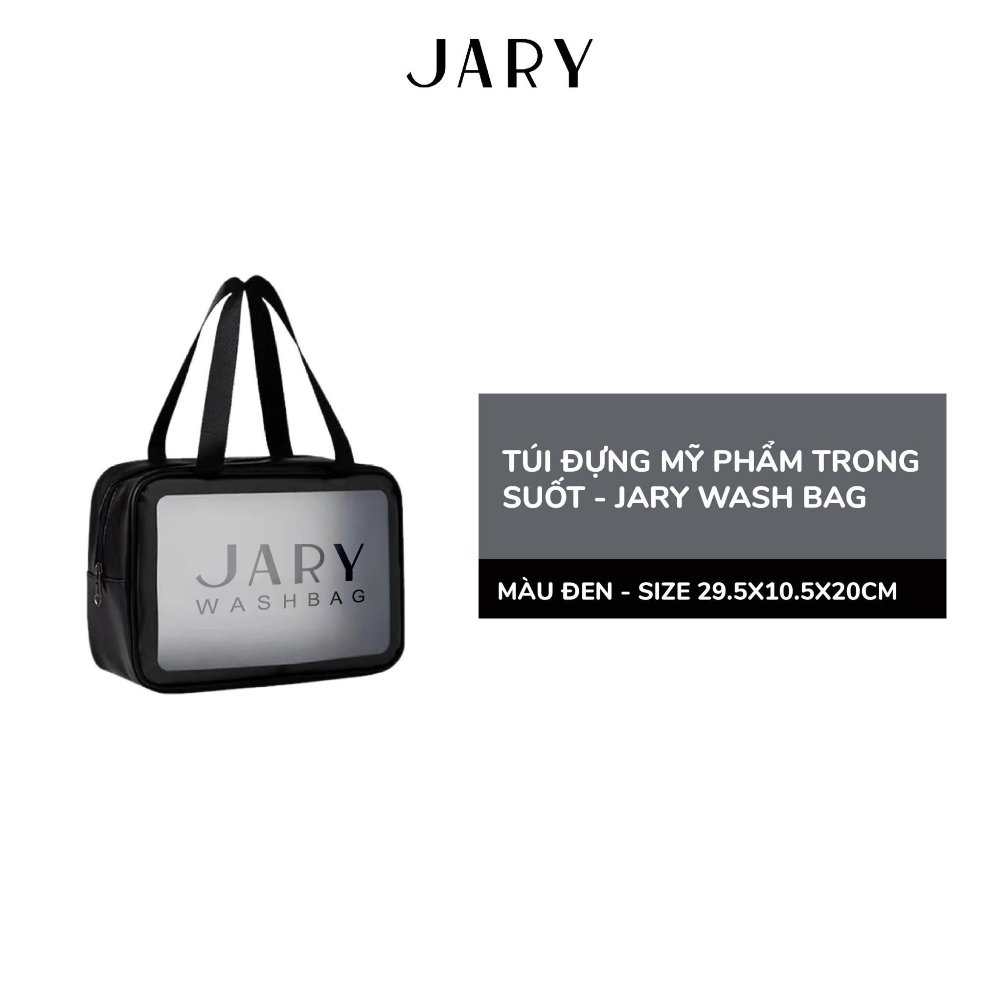 TÚI ĐỰNG MỸ PHẨM TRONG SUỐT JARY WASH BAG - MÀU ĐEN - SIZE L