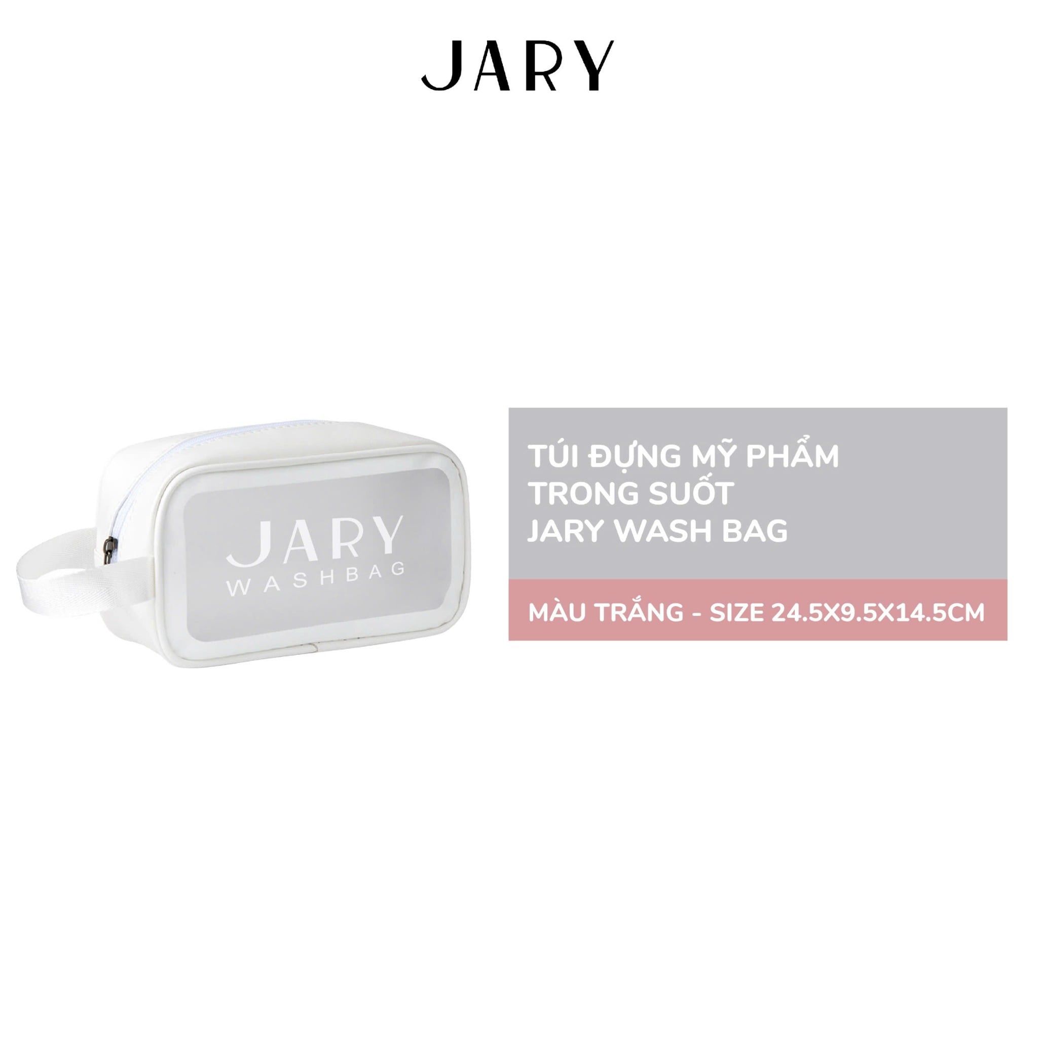 TÚI ĐỰNG MỸ PHẨM TRONG SUỐT JARY WASH BAG - MÀU TRẮNG - SIZE M