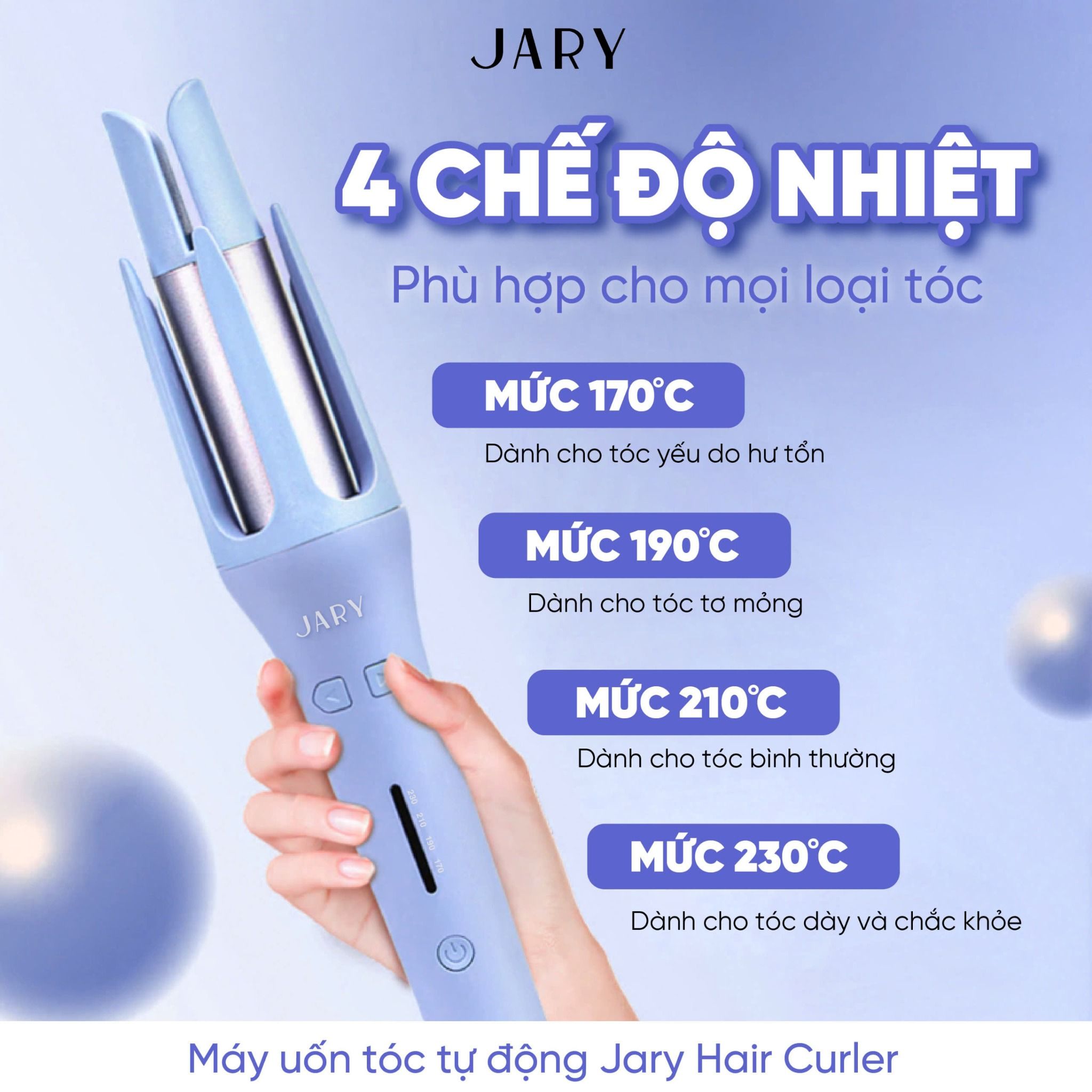 MÁY UỐN TÓC TỰ ĐỘNG JARY HAIR CURLER - TONE XANH TÍM
