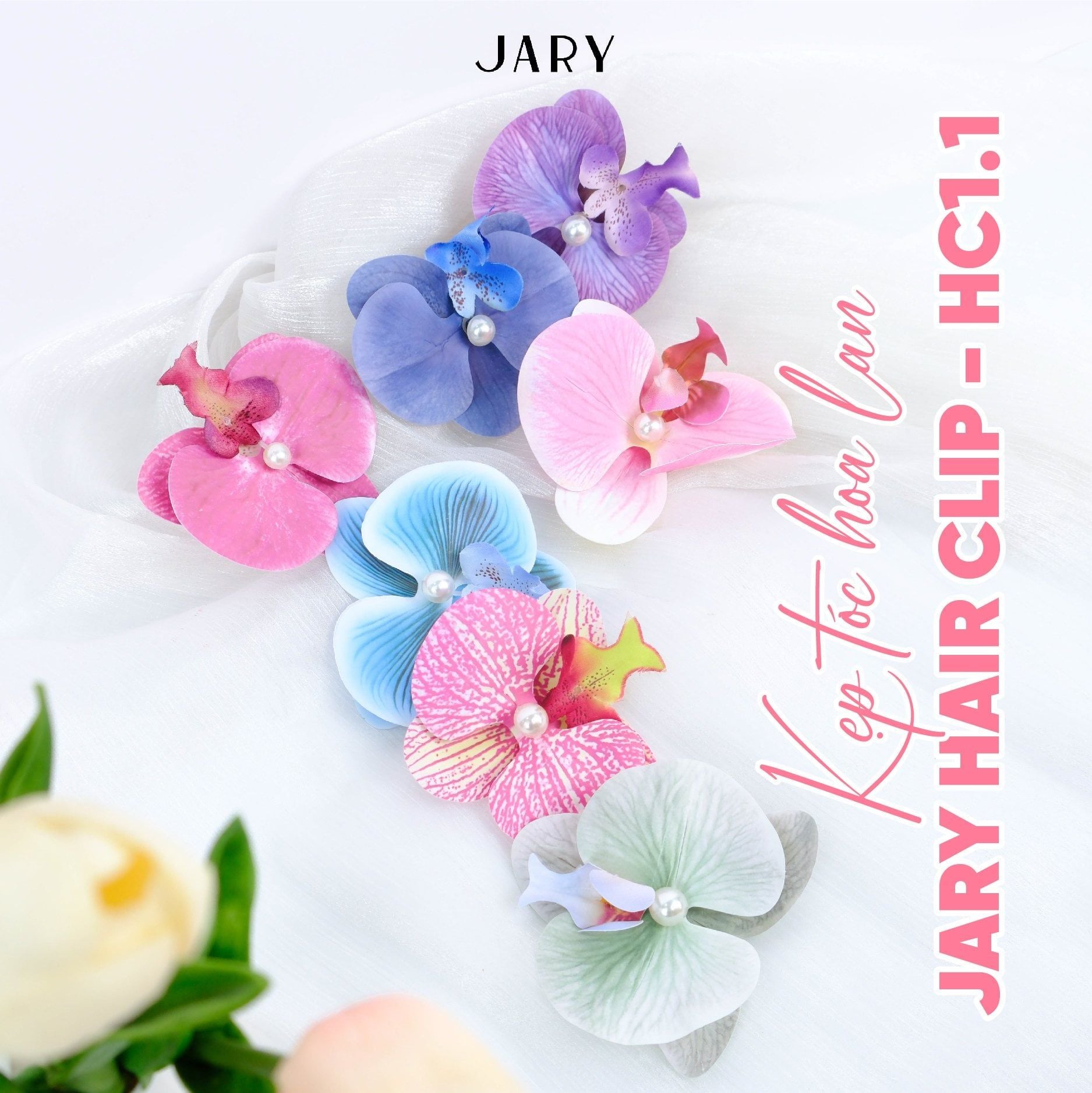 KẸP TÓC HOA LAN JARY HAIR CLIP - HC1 - HC1.1 - HC1.1.1 - MÀU HỒNG GÂN