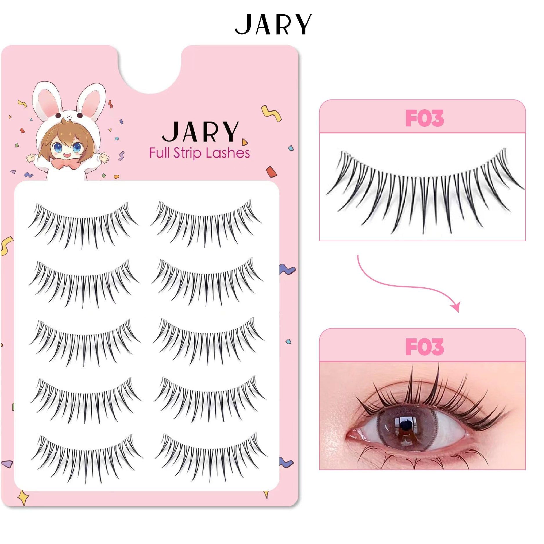 LÔNG MI GIẢ GÂN TRONG JARY FULL STRIP LASHES - F03