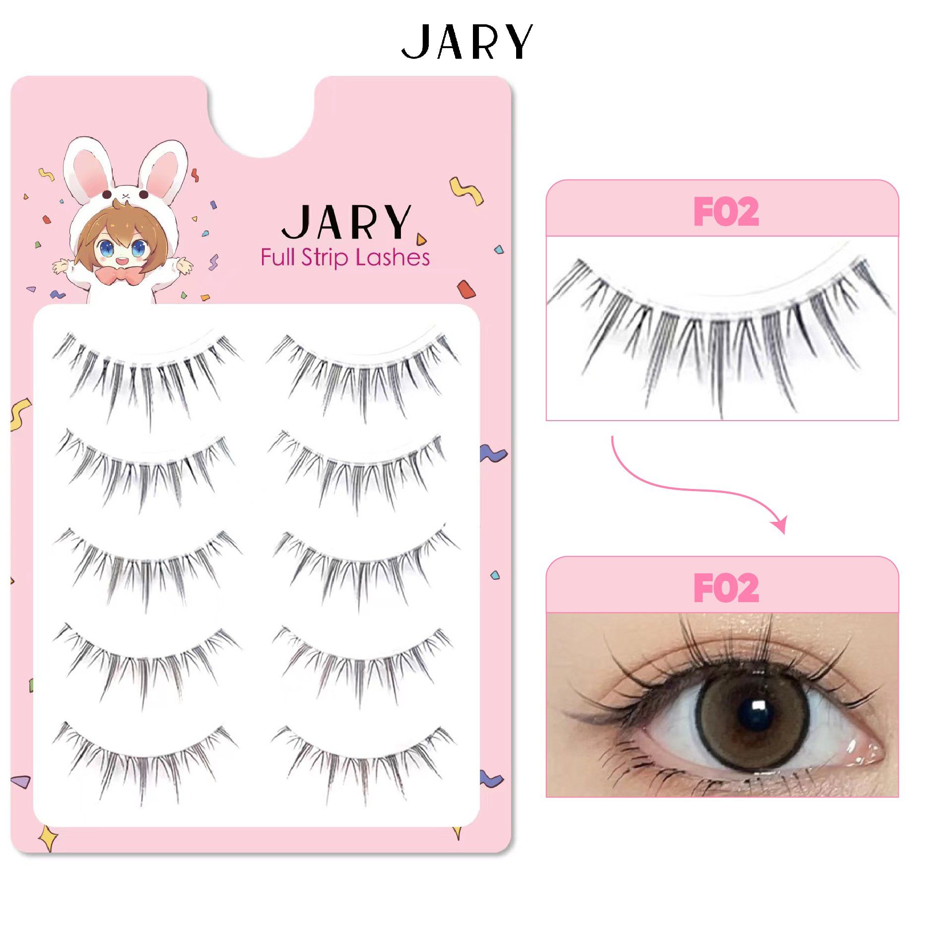 LÔNG MI GIẢ GÂN TRONG JARY FULL STRIP LASHES - F02