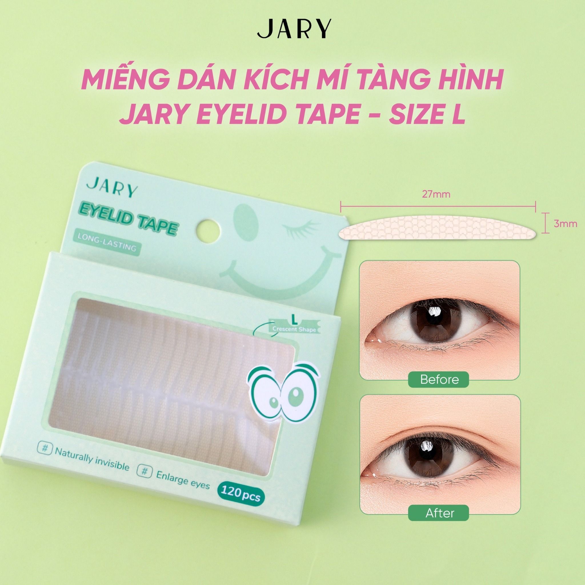 MIẾNG DÁN KÍCH MÍ TÀNG HÌNH JARY EYELID TAPE 120 MIẾNG - SIZE L