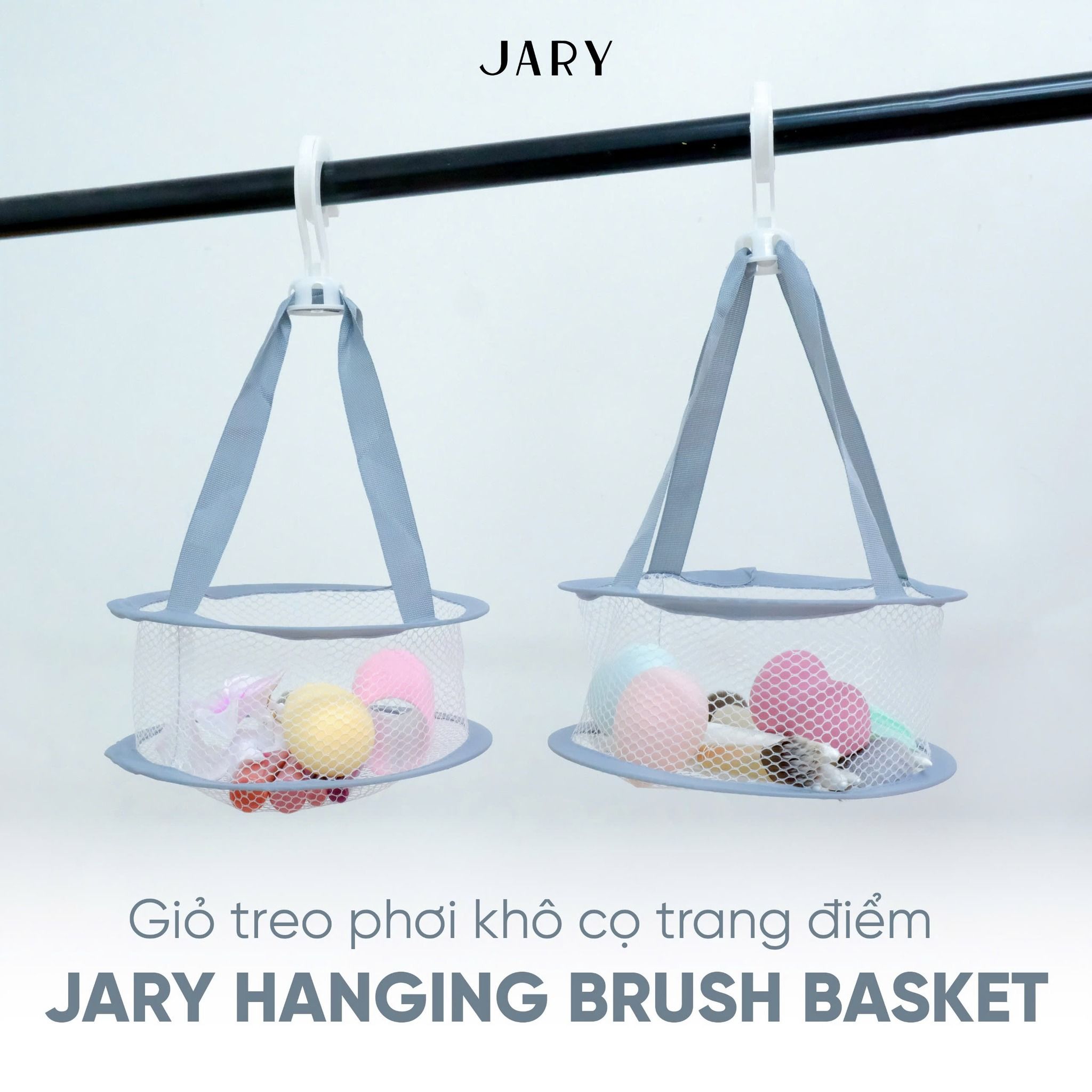 GIỎ TREO PHƠI KHÔ CỌ TRANG ĐIỂM JARY HANGING BRUSH BASKET