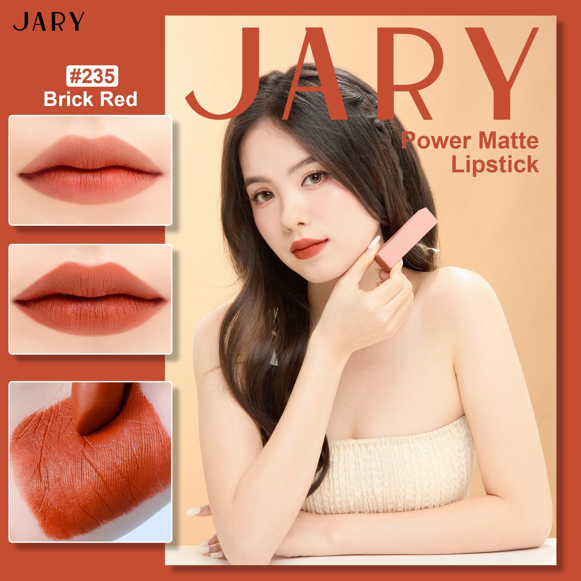 SON THỎI LÌ JARY POWER MATTE LIPSTICK 235 BRICK RED - ĐỎ NÂU