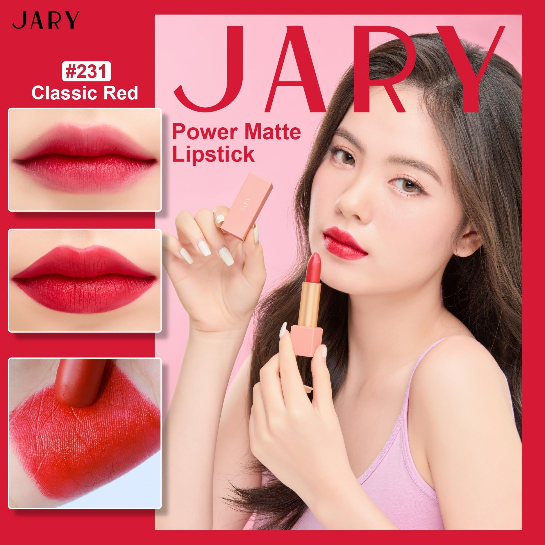 SON THỎI LÌ JARY POWER MATTE LIPSTICK 231 CLASSIC RED - ĐỎ TƯƠI