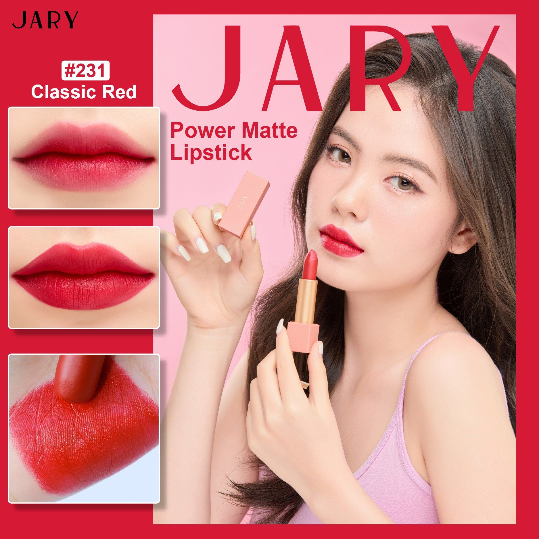 SON THỎI LÌ JARY POWER MATTE LIPSTICK 231 CLASSIC RED - ĐỎ TƯƠI