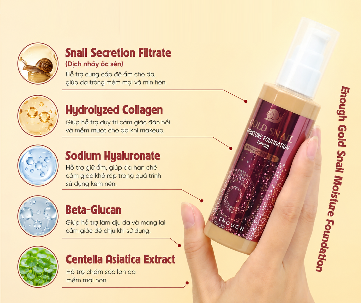 KEM NỀN ENOUGH GOLD SNAIL MOISTURE FOUNDATION