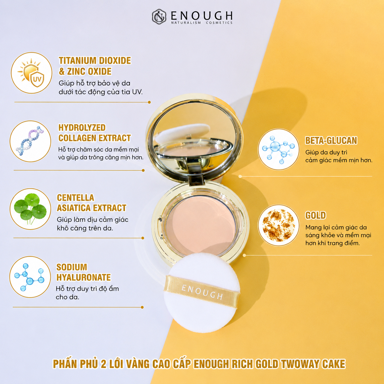 PHẤN PHỦ 2 LÕI VÀNG CAO CẤP ENOUGH RICH GOLD TWOWAY CAKE