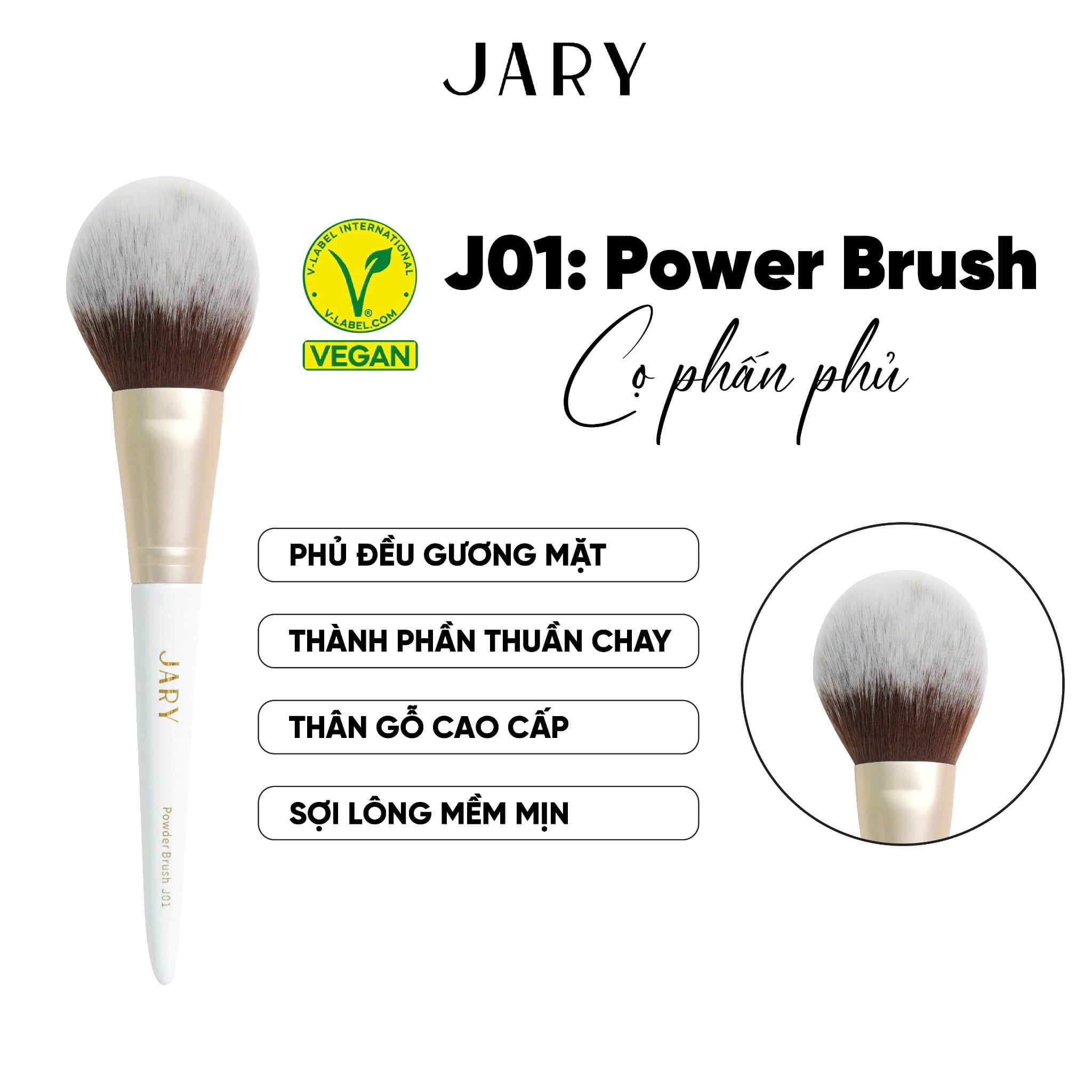 CỌ PHẤN PHỦ ĐẦU TRÒN JARY POWDER BRUSH J01