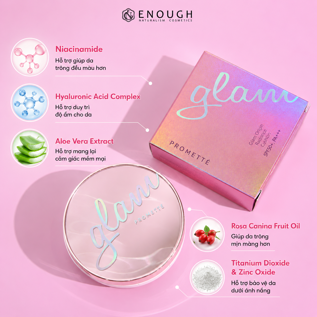 PHẤN NƯỚC GLAM ENOUGH PROMETTE GLAM ORIGIN RADIANCE CUSHION