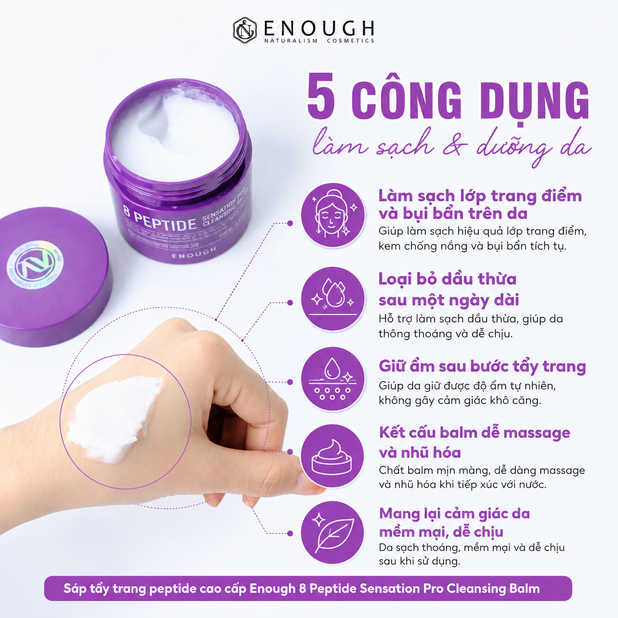 SÁP TẨY TRANG PEPTIDE CAO CẤP ENOUGH 8 PEPTIDE SENSATION PRO CLEANSING BALM 100ML
