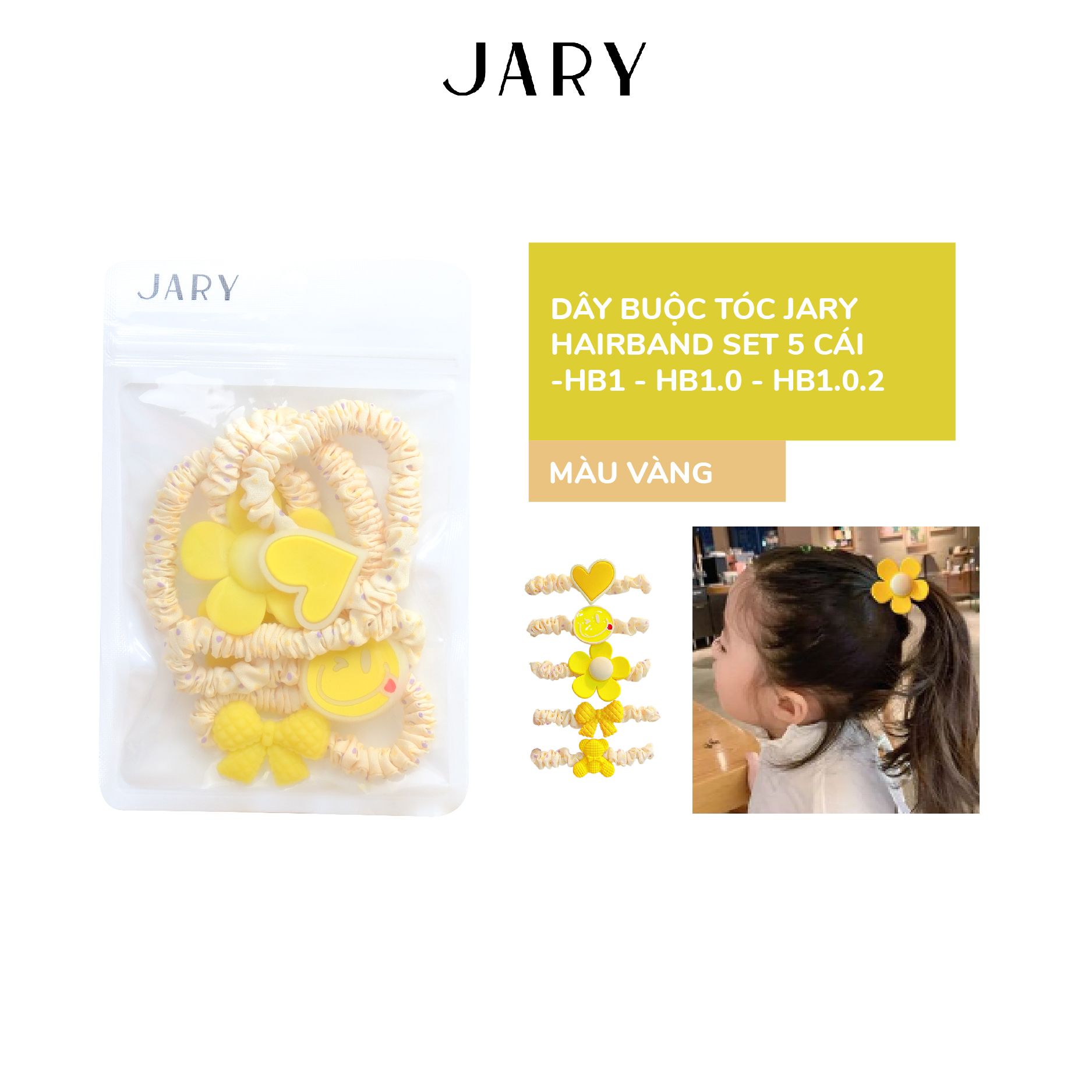 DÂY BUỘC TÓC JARY HAIRBAND SET 5 CÁI - HB1 - HB1.0 - HB1.0.2 - MÀU VÀNG