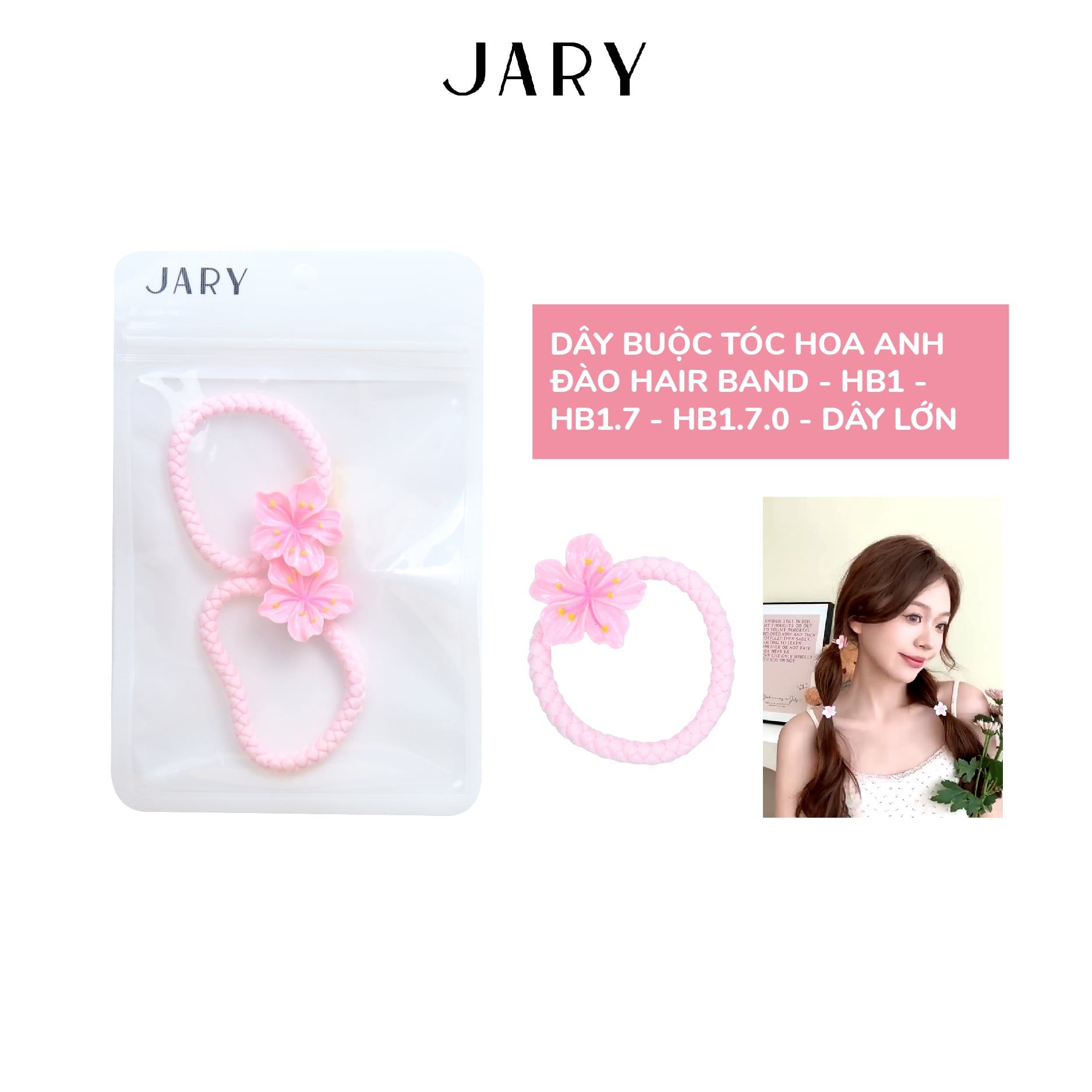 DÂY BUỘC TÓC HOA ANH ĐÀO JARY HAIR BAND - HB1 - HB1.7 - HB1.7.0 DÂY LỚN